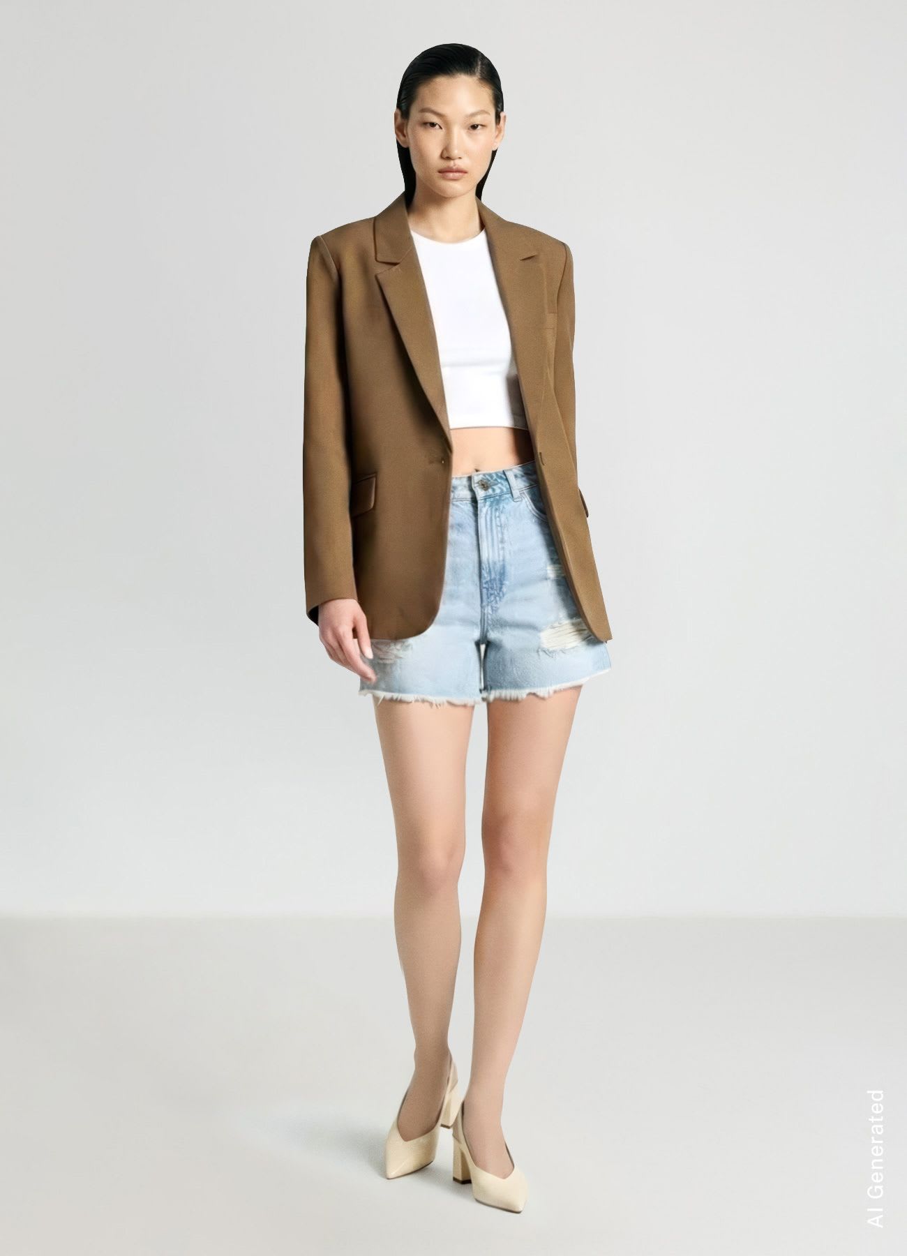 Shorts mom in denim con strappi
