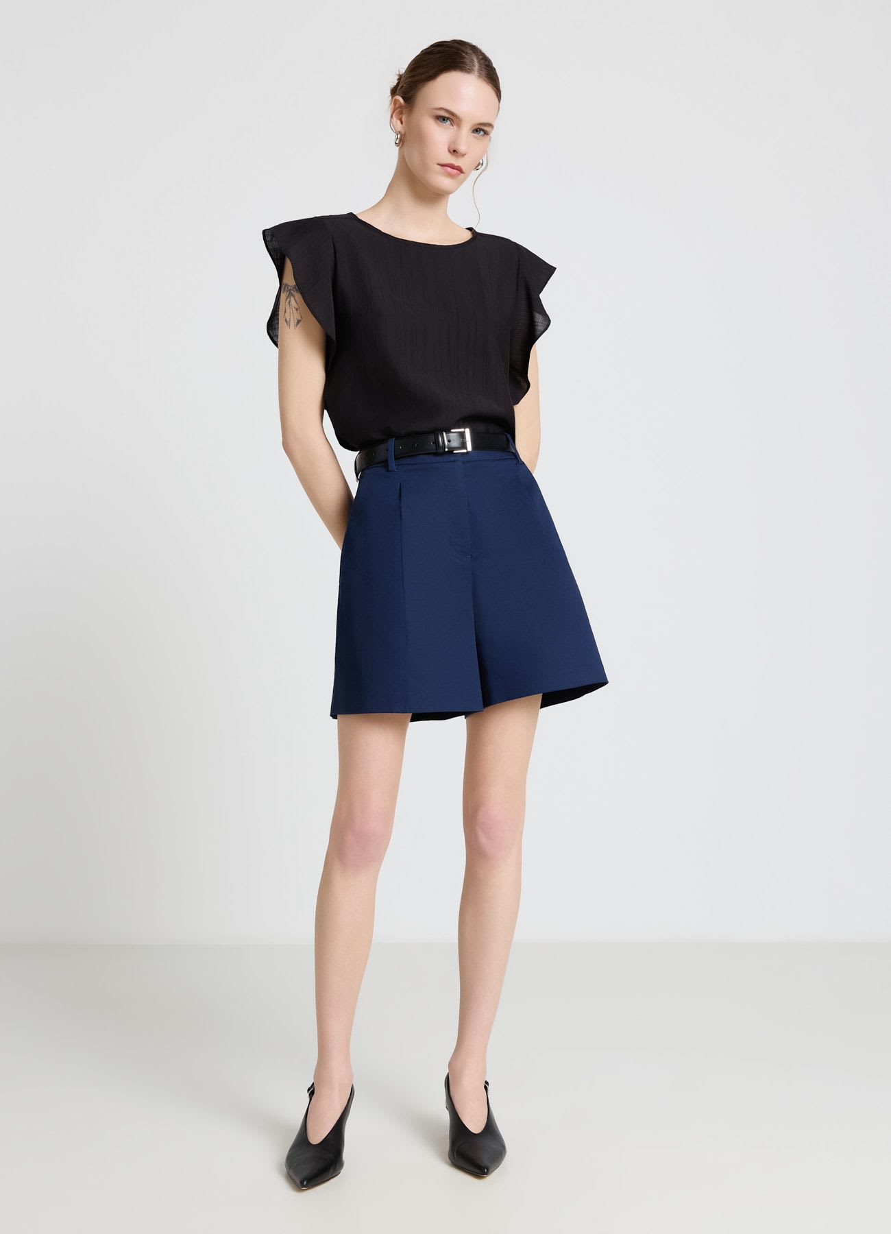 Shorts bermuda sartoriali a tinta unita