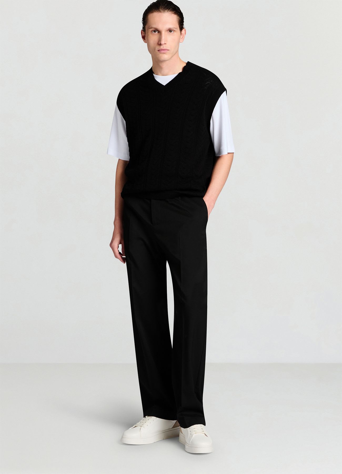 T-shirt in costina relaxed fit