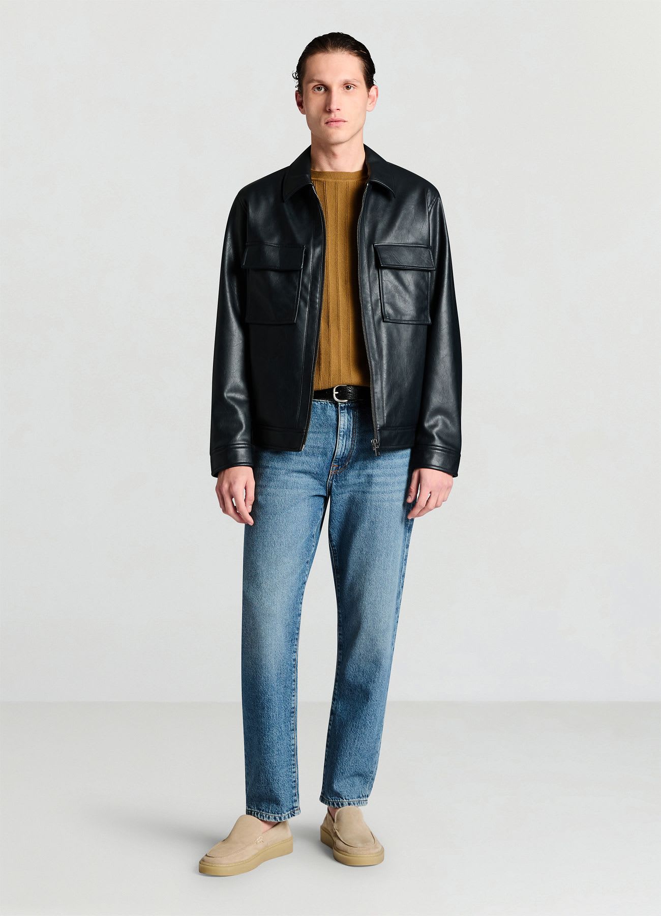 Biker similpelle colletto camicia
