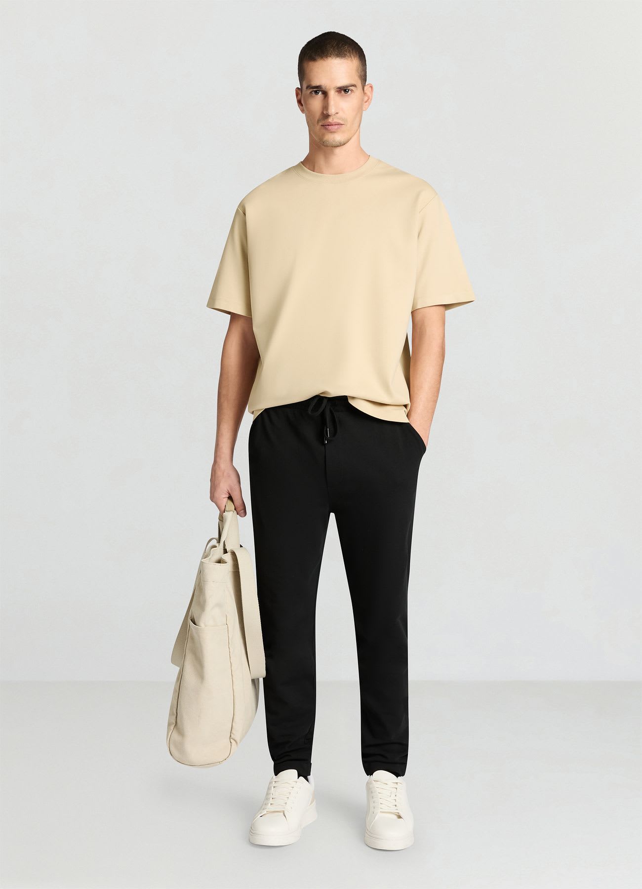 Pantaloni ginnici tessuto piquet tinta unita