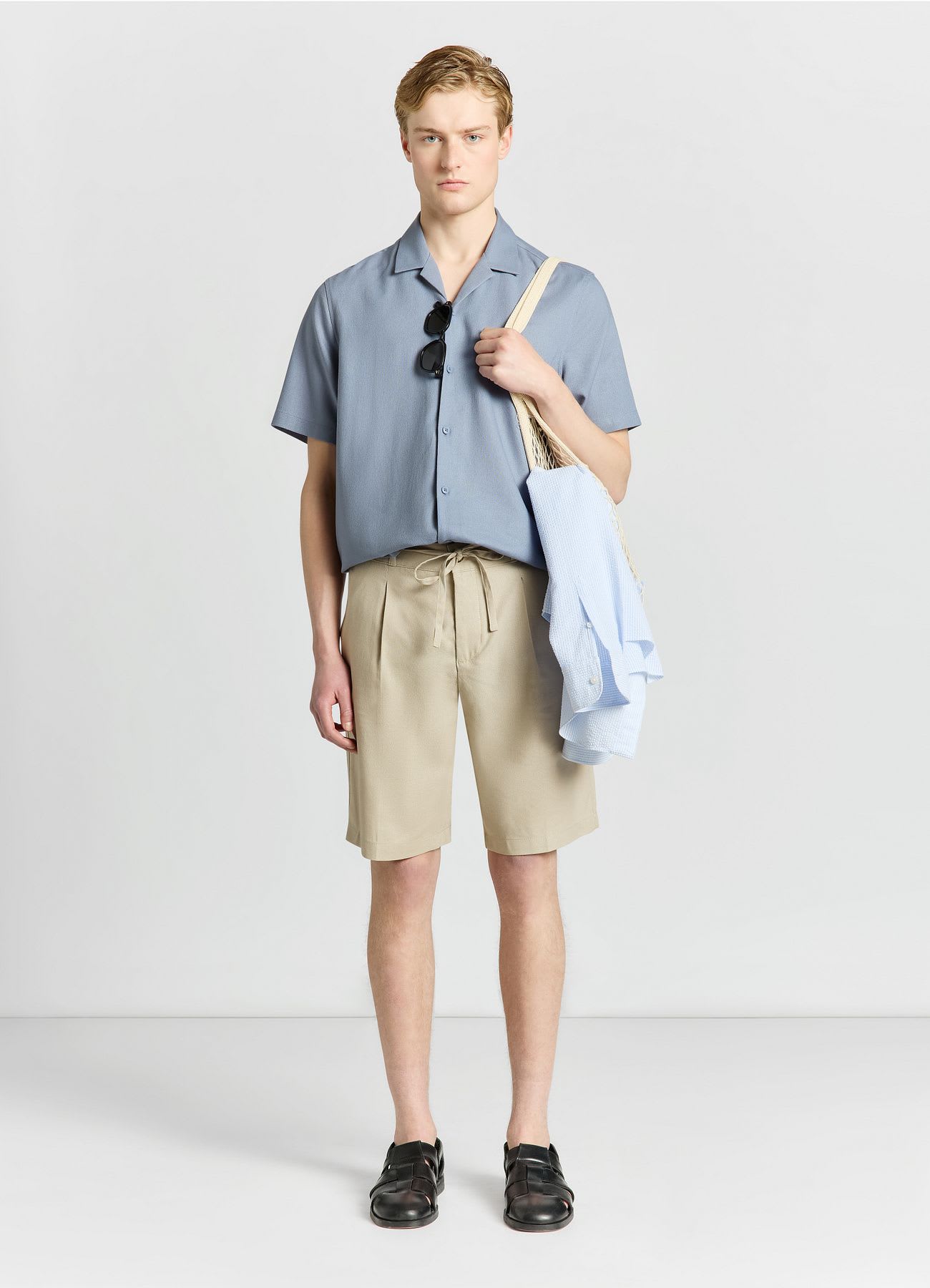 Camicia bowling in misto lino