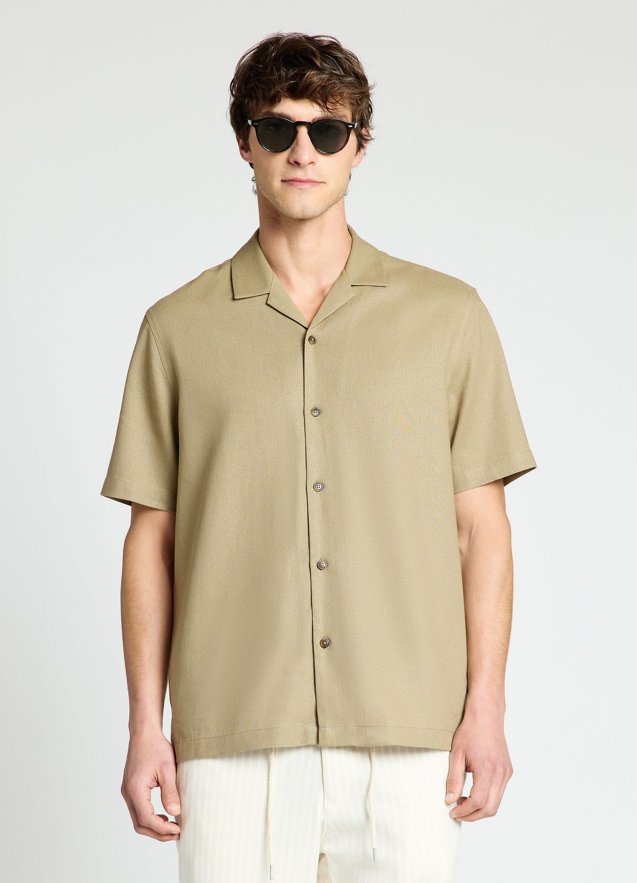 Camicia bowling in misto lino