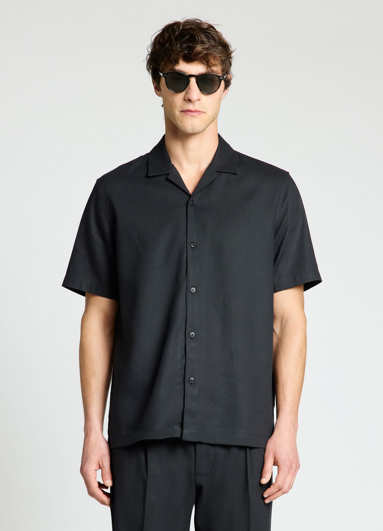 Camicia bowling in misto lino