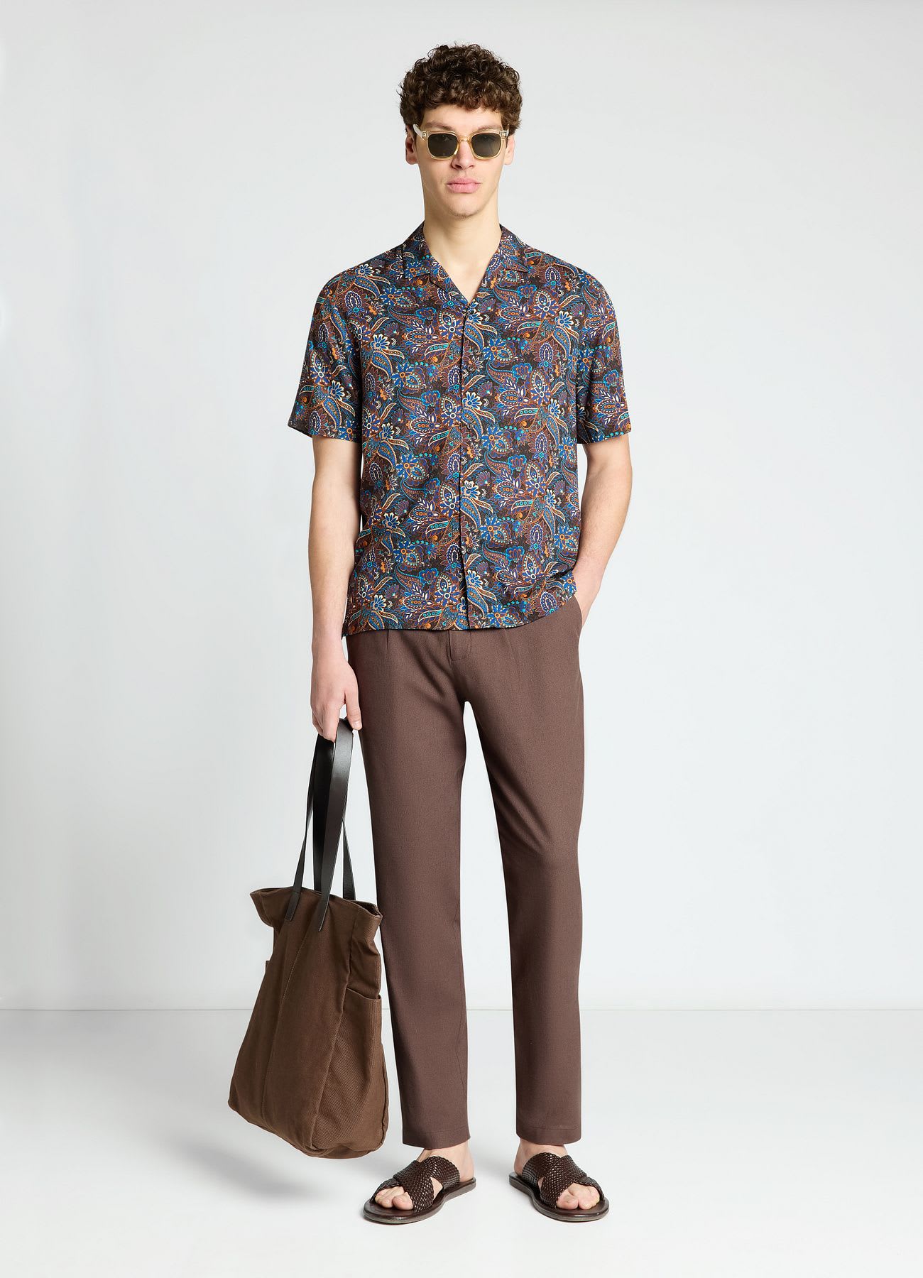 Camicia bowling a maniche corte con stampa paisley