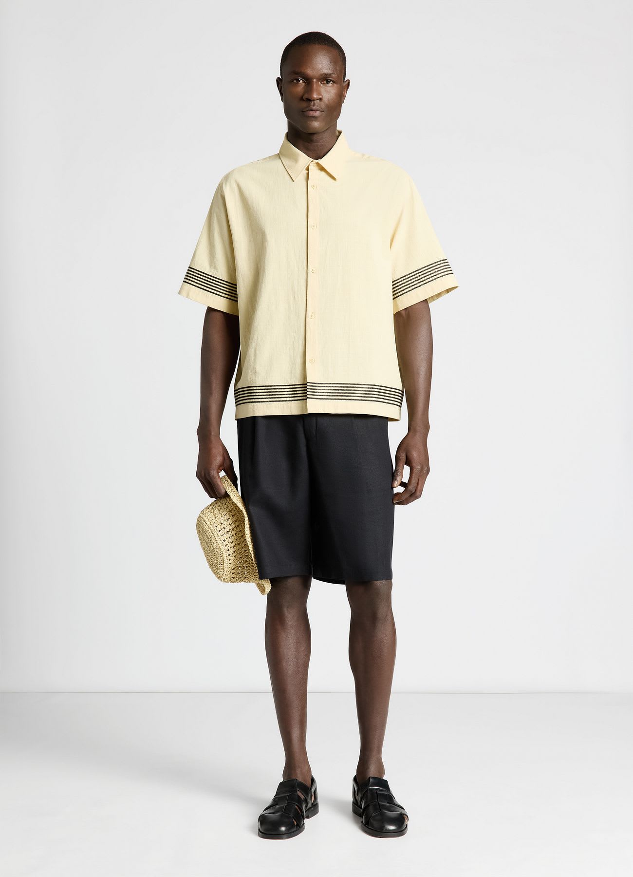 Camicia boxy con righe a contrasto