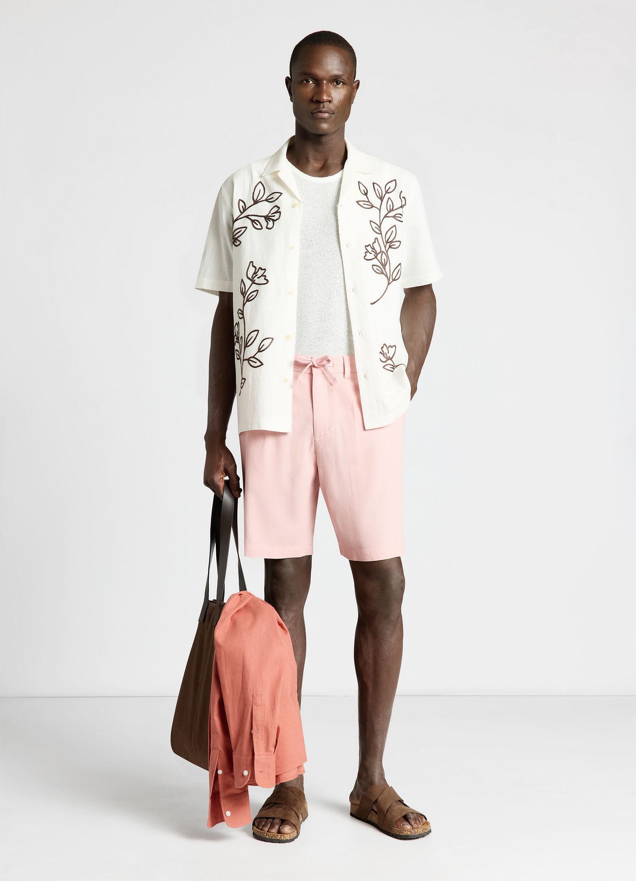 Camicia bowling con ricamo floreale