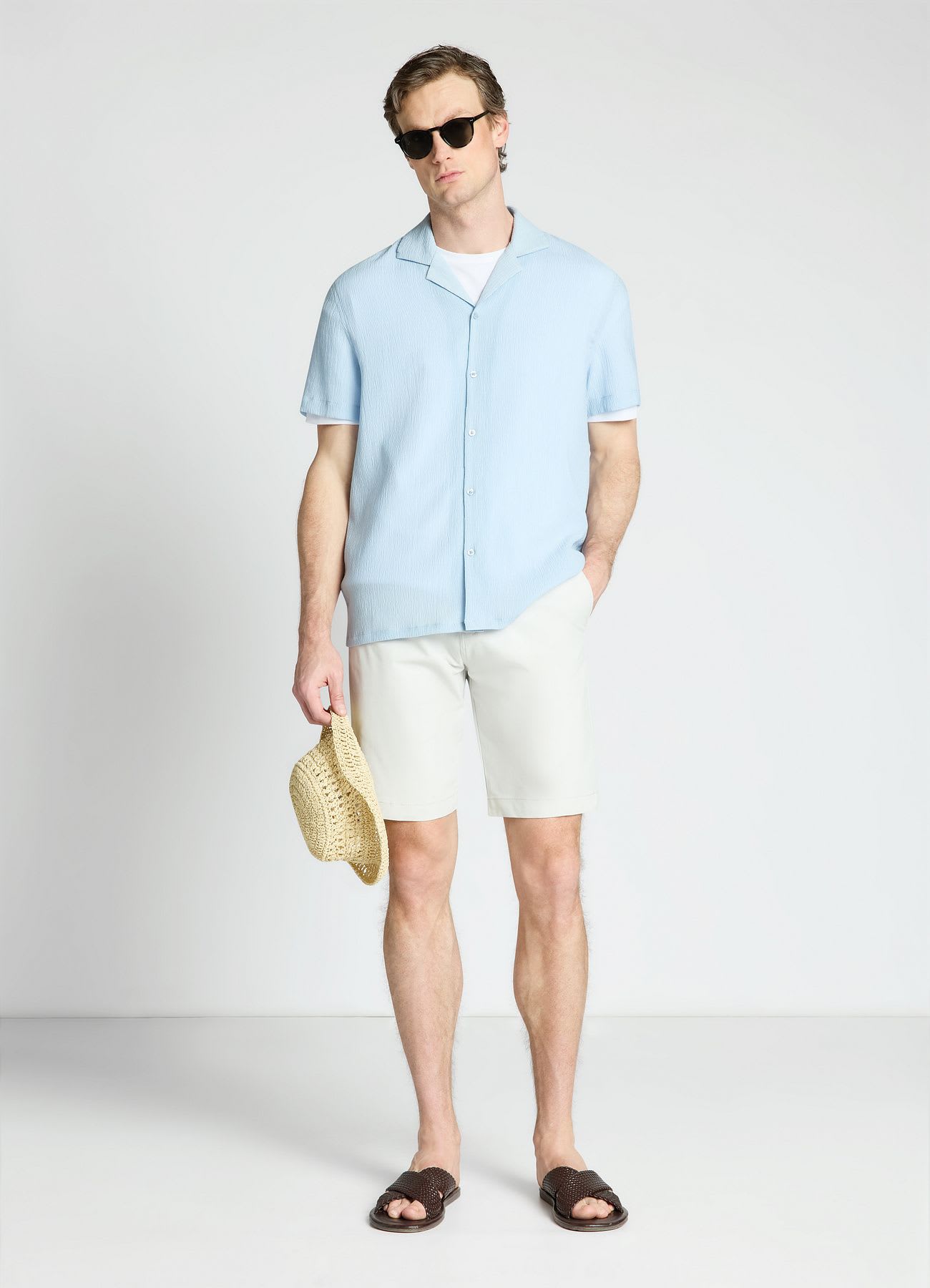 Camicia tinta unita con colletto bowling