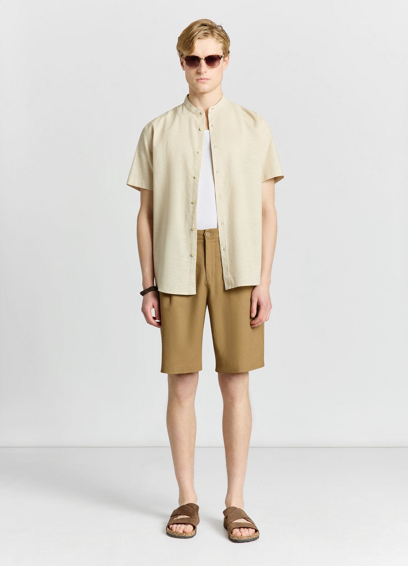 Camicia a righe con colletto coreano