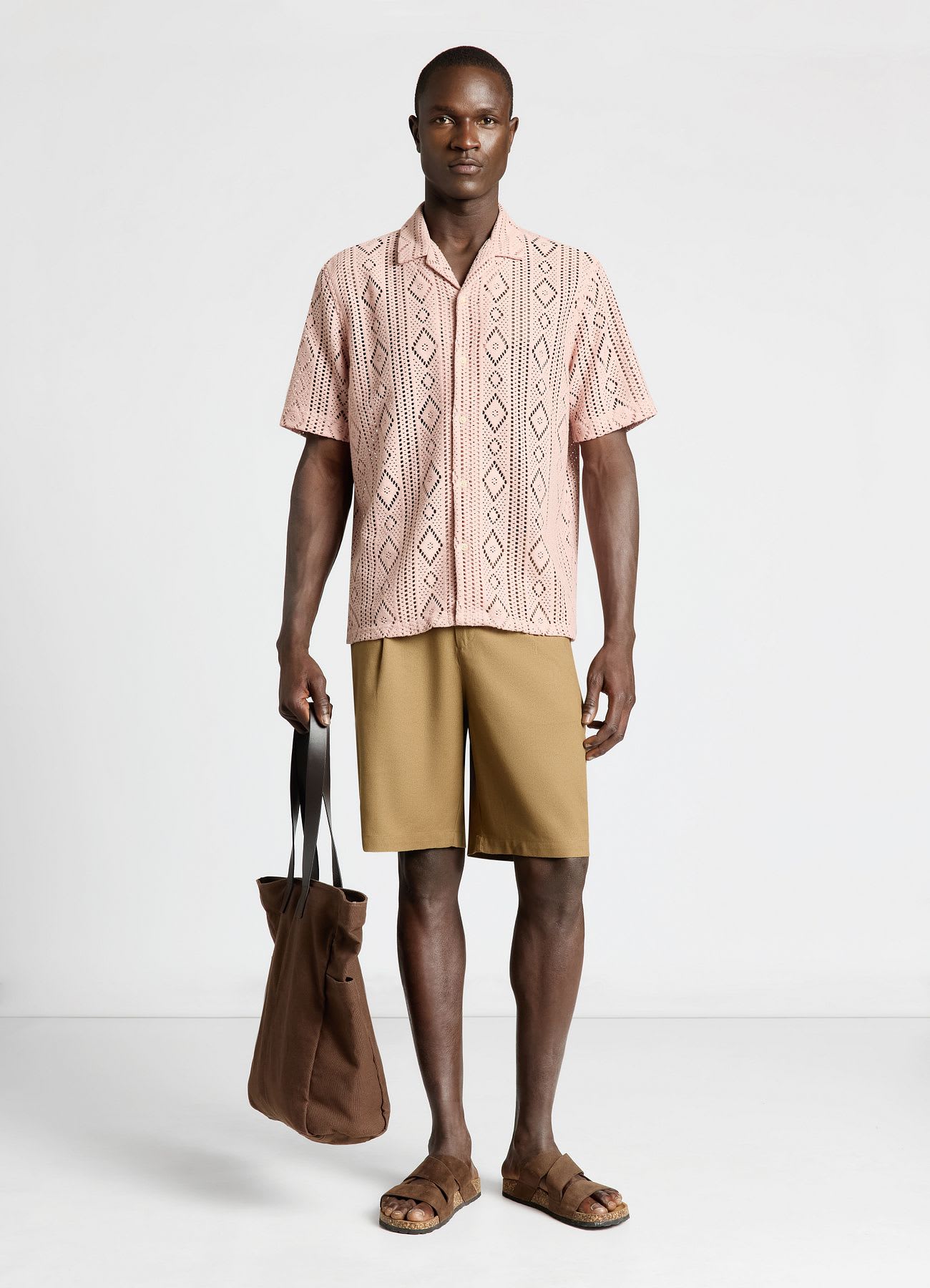 Camicia bowling traforata con motivo etnico
