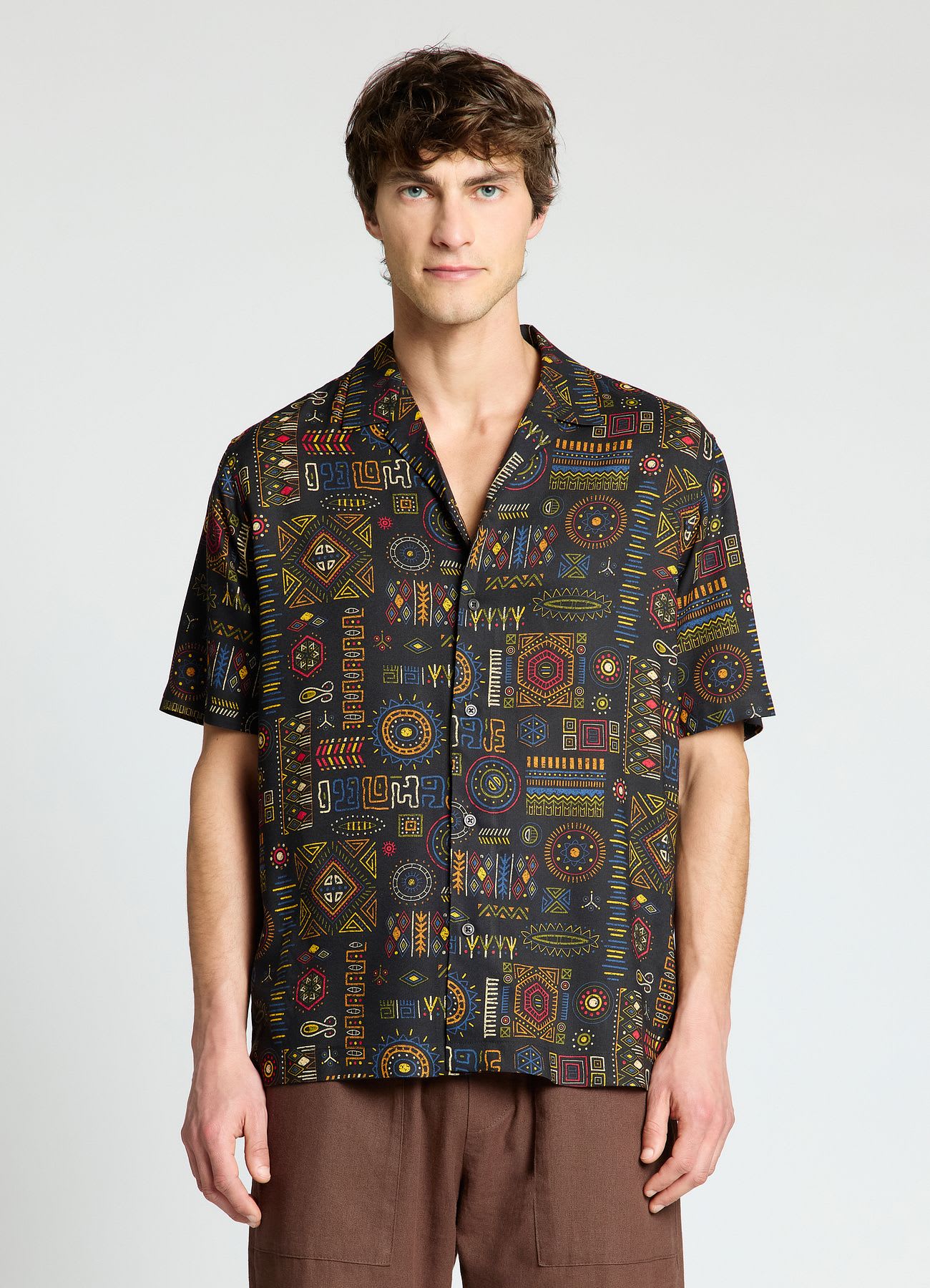 Camicia bowling con stampa etnica