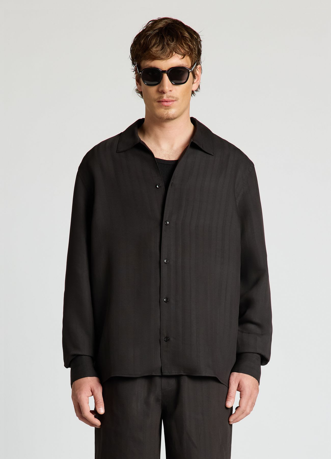 Camicia righe jacquard tono su tono