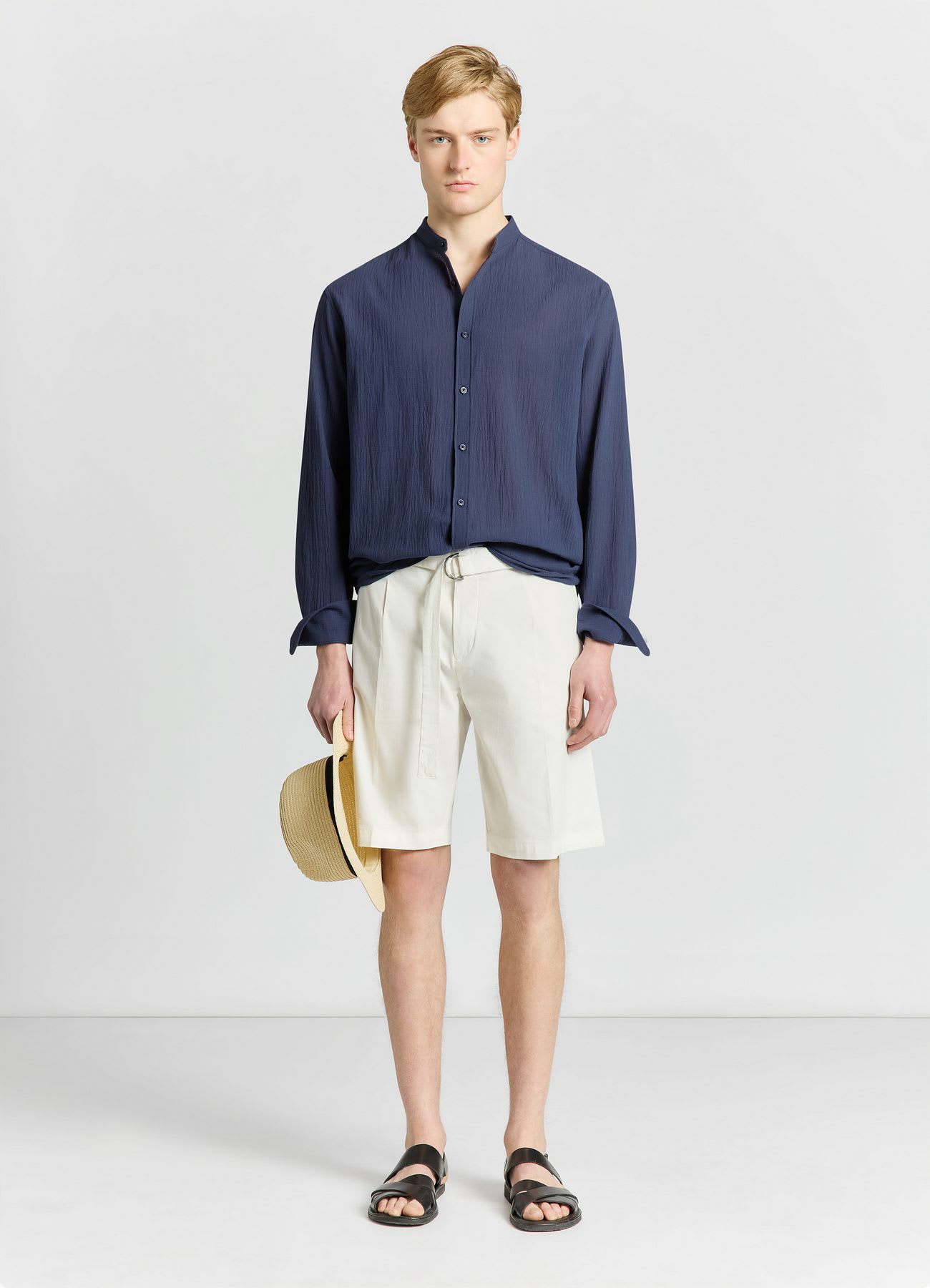 Camicia coreana a tinta unita