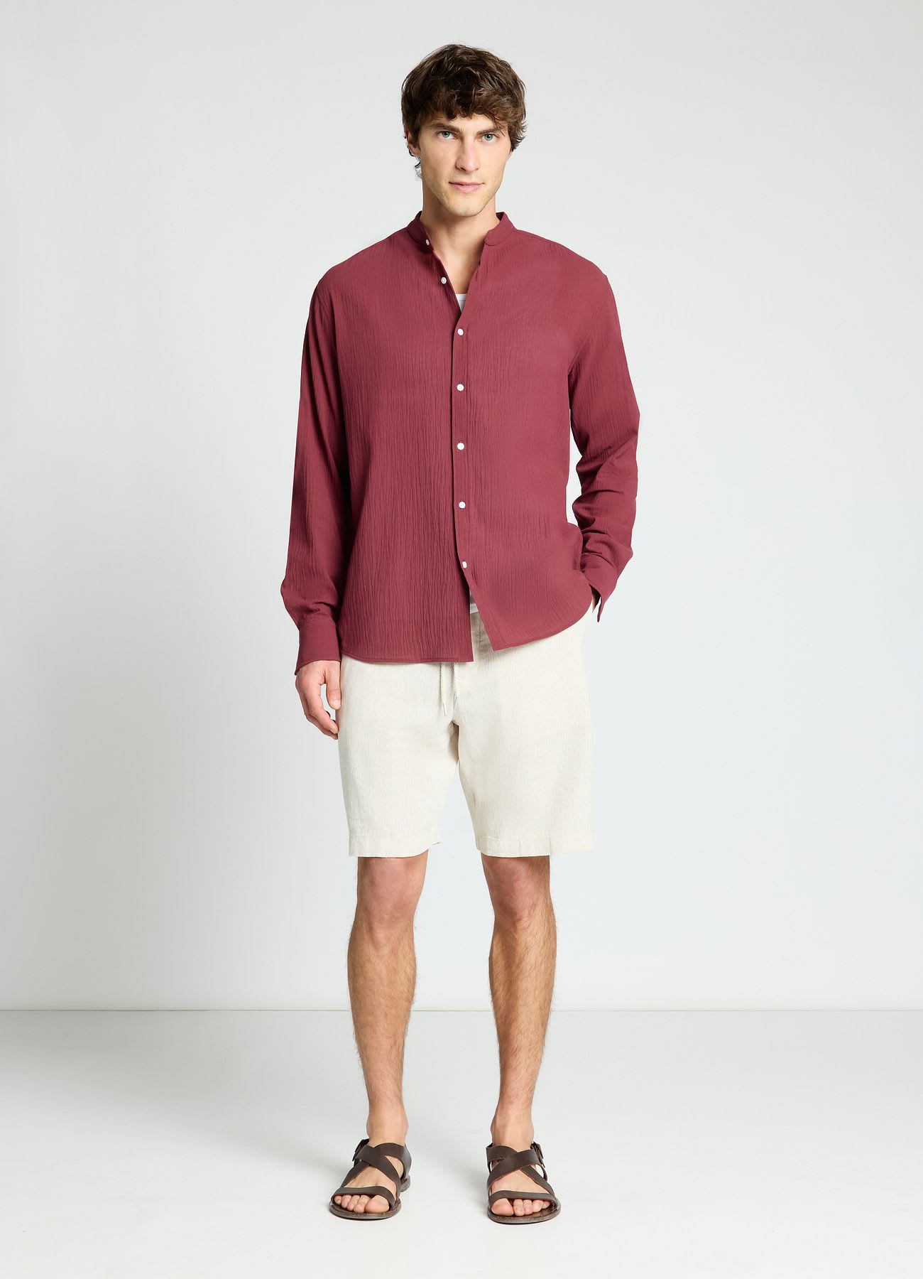 Camicia coreana a tinta unita