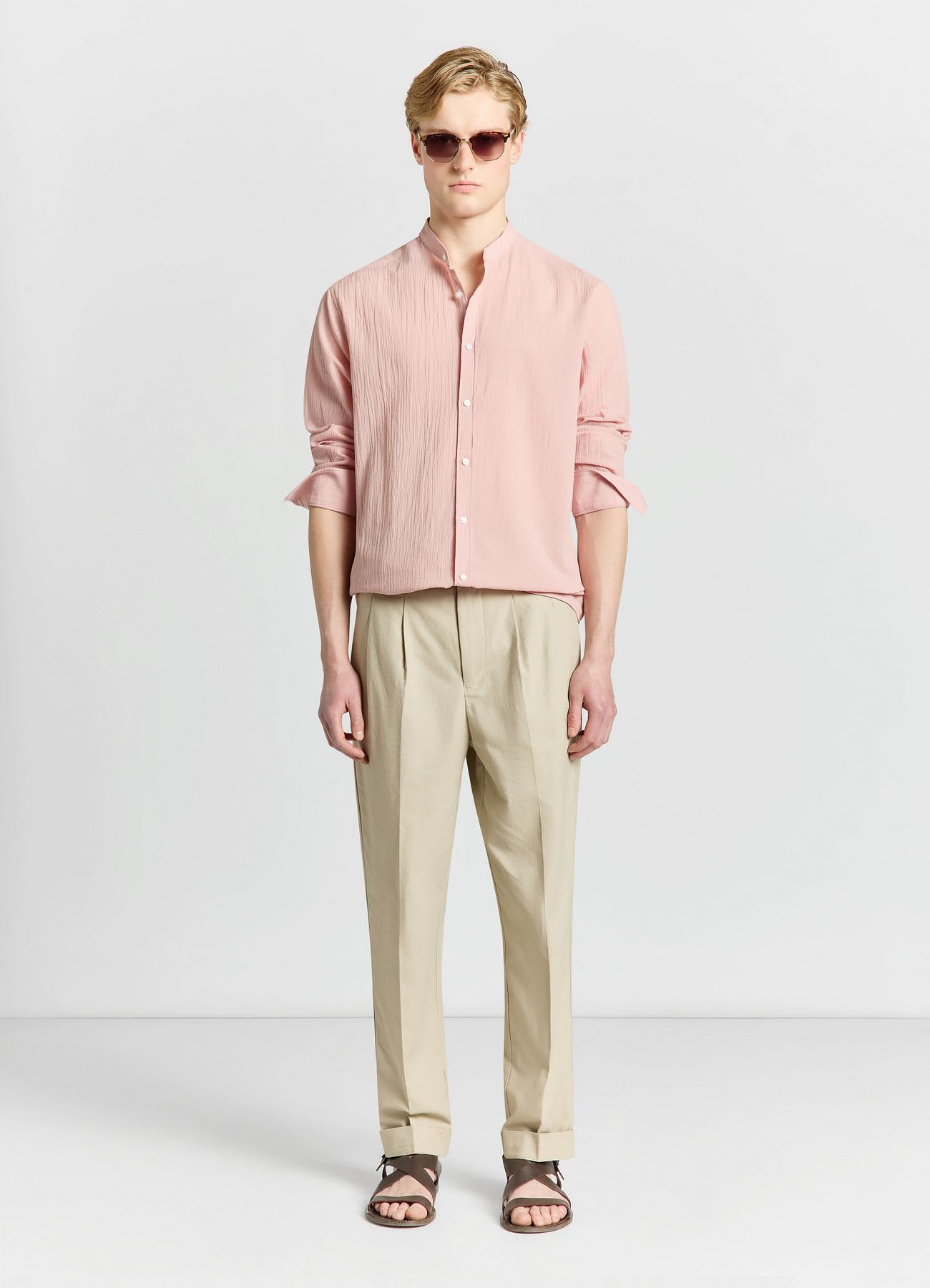 Camicia coreana a tinta unita