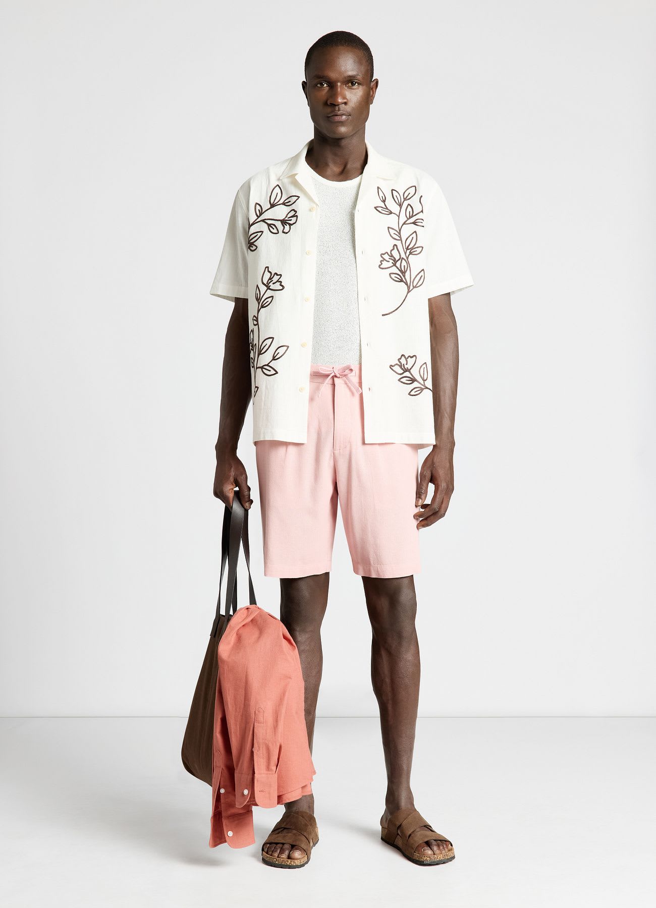 Pantaloncini bermuda con coulisse in misto lino