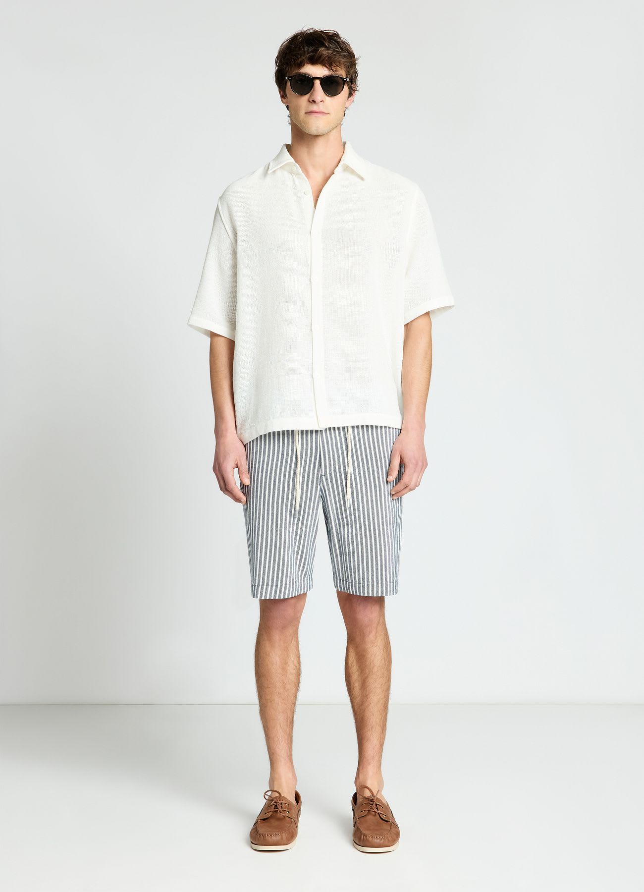 Pantaloncini bermuda a righe con coulisse