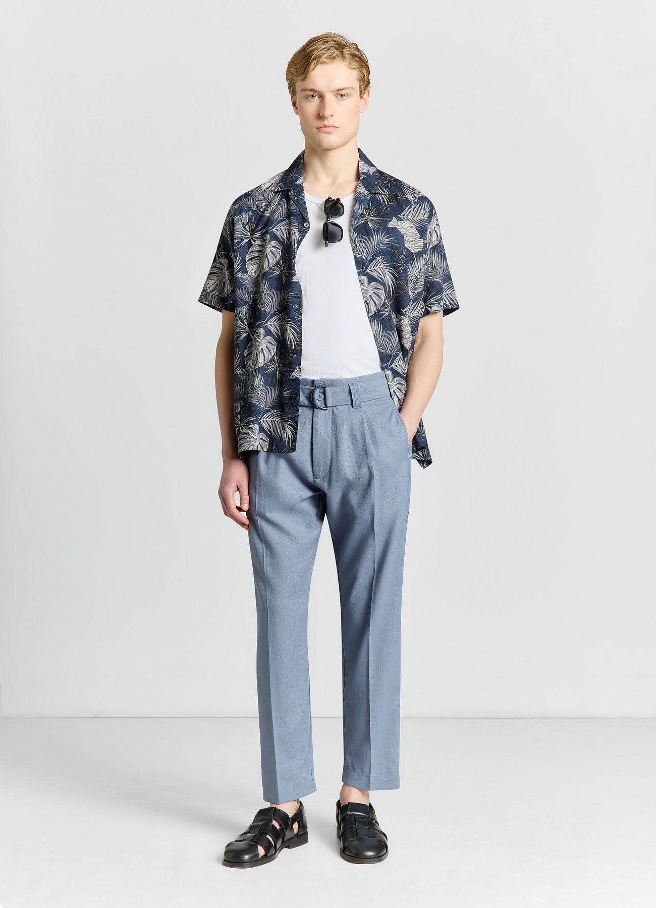Pantaloni misto lino con fusciacca