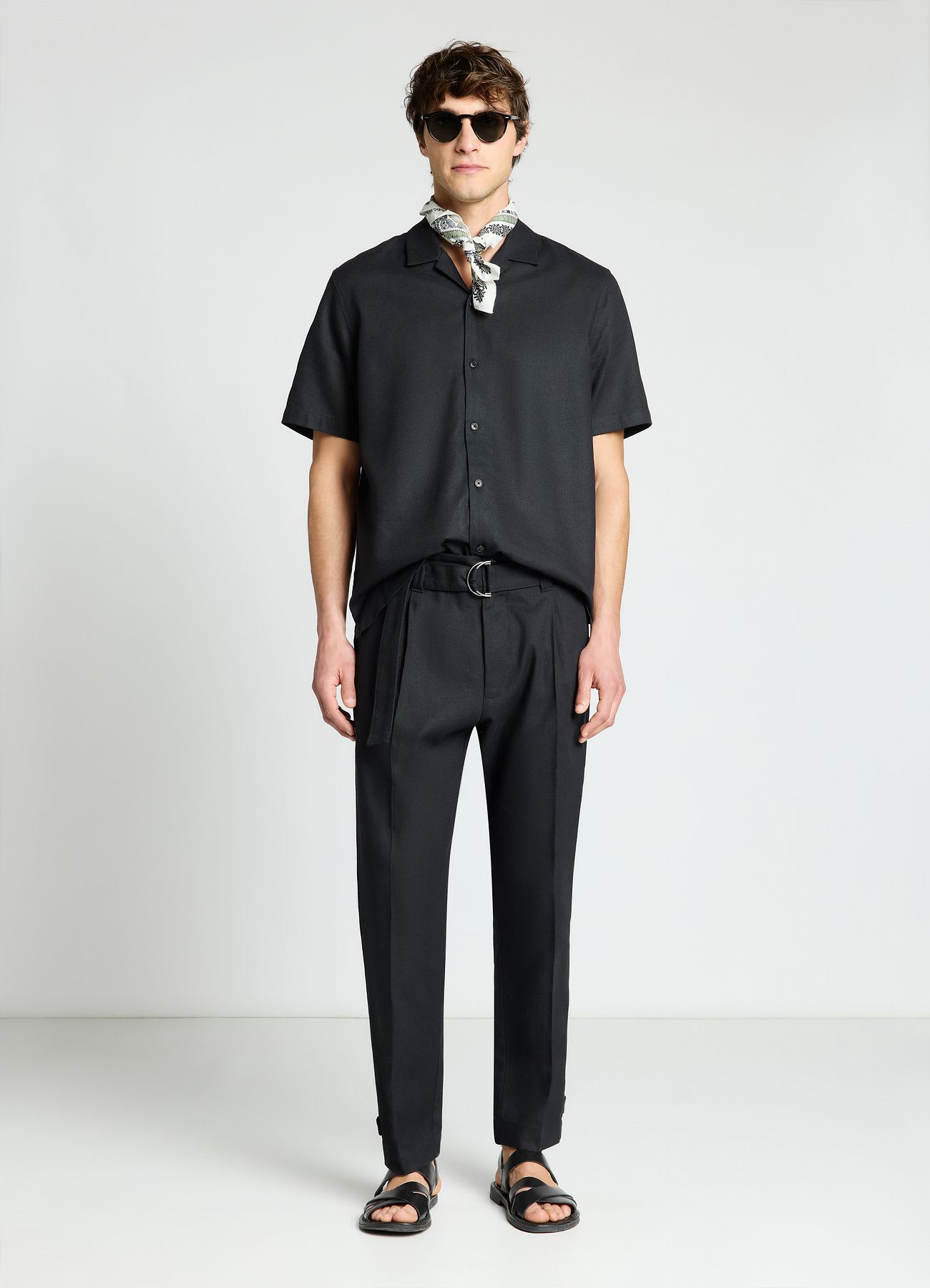 Pantaloni misto lino con fusciacca