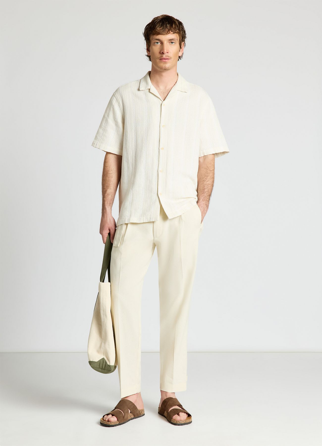 Pantaloni misto lino con fusciacca