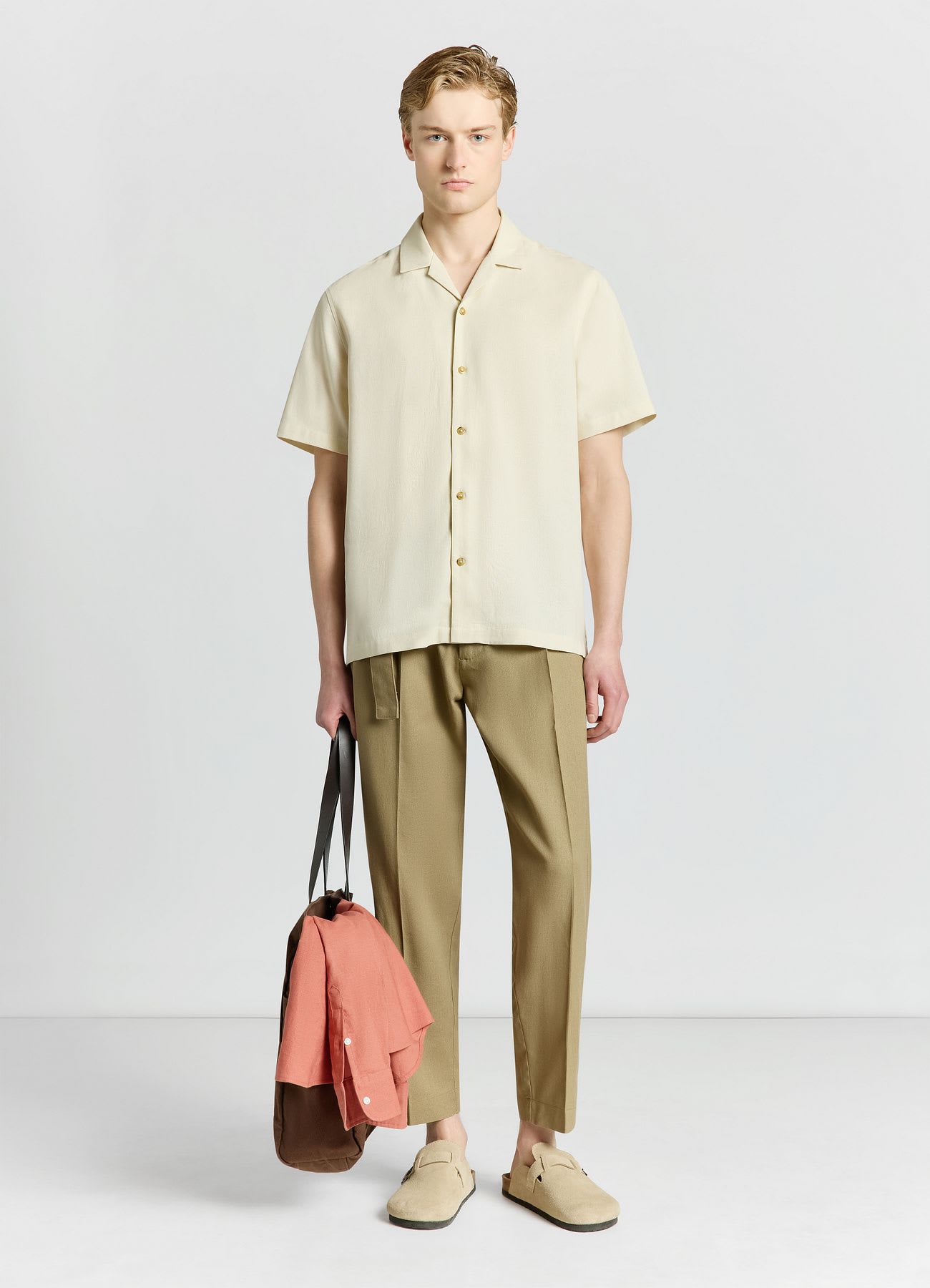 Pantaloni misto lino con fusciacca
