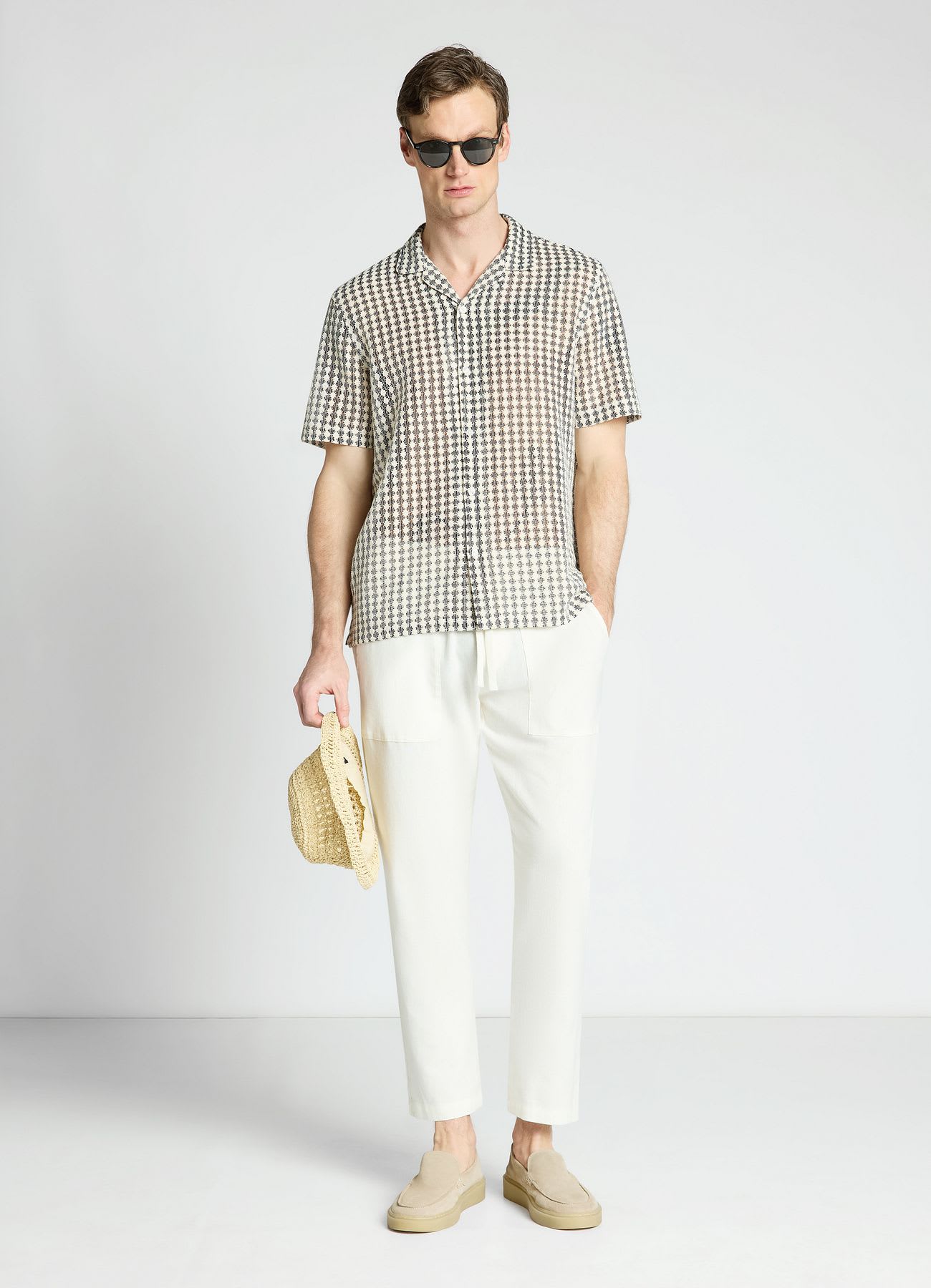 Pantaloni jogger in misto lino