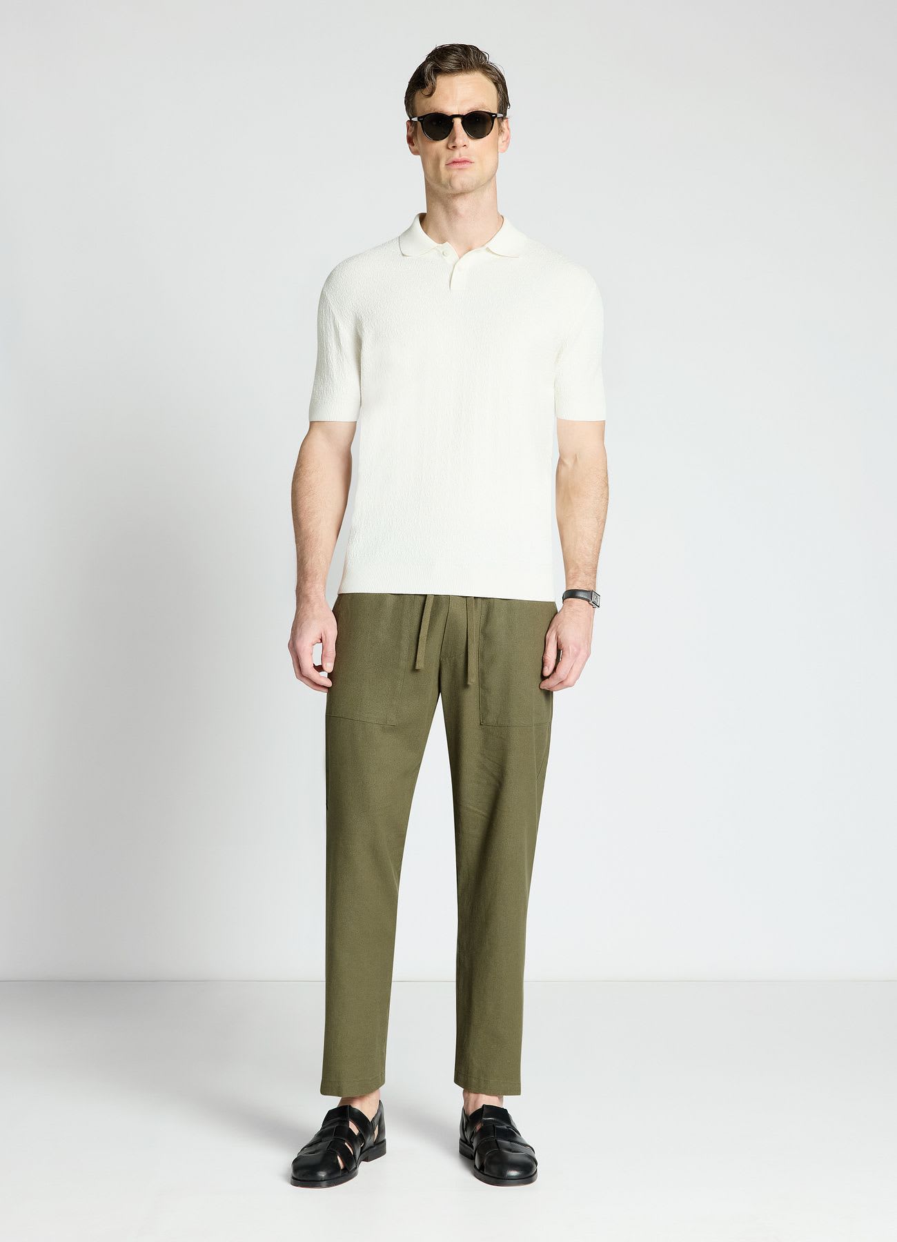 Pantaloni jogger in misto lino