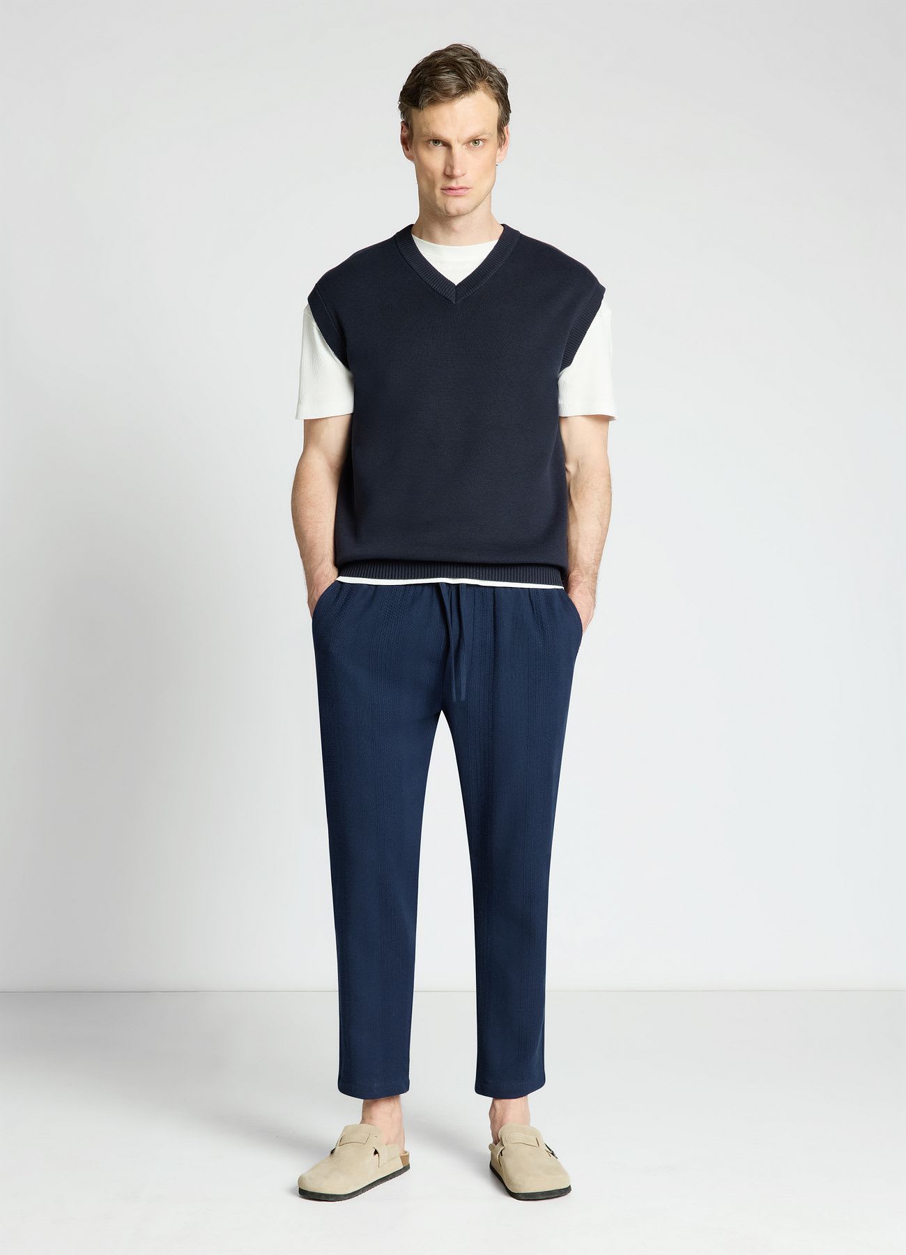 Pantaloni jogger a righe jacquard