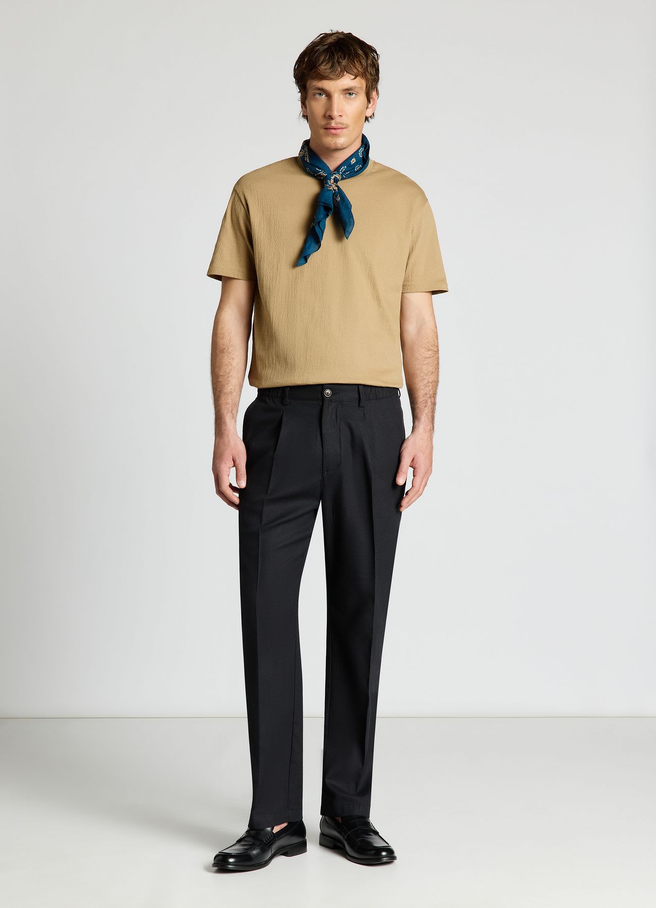 Pantaloni wide leg in misto lino