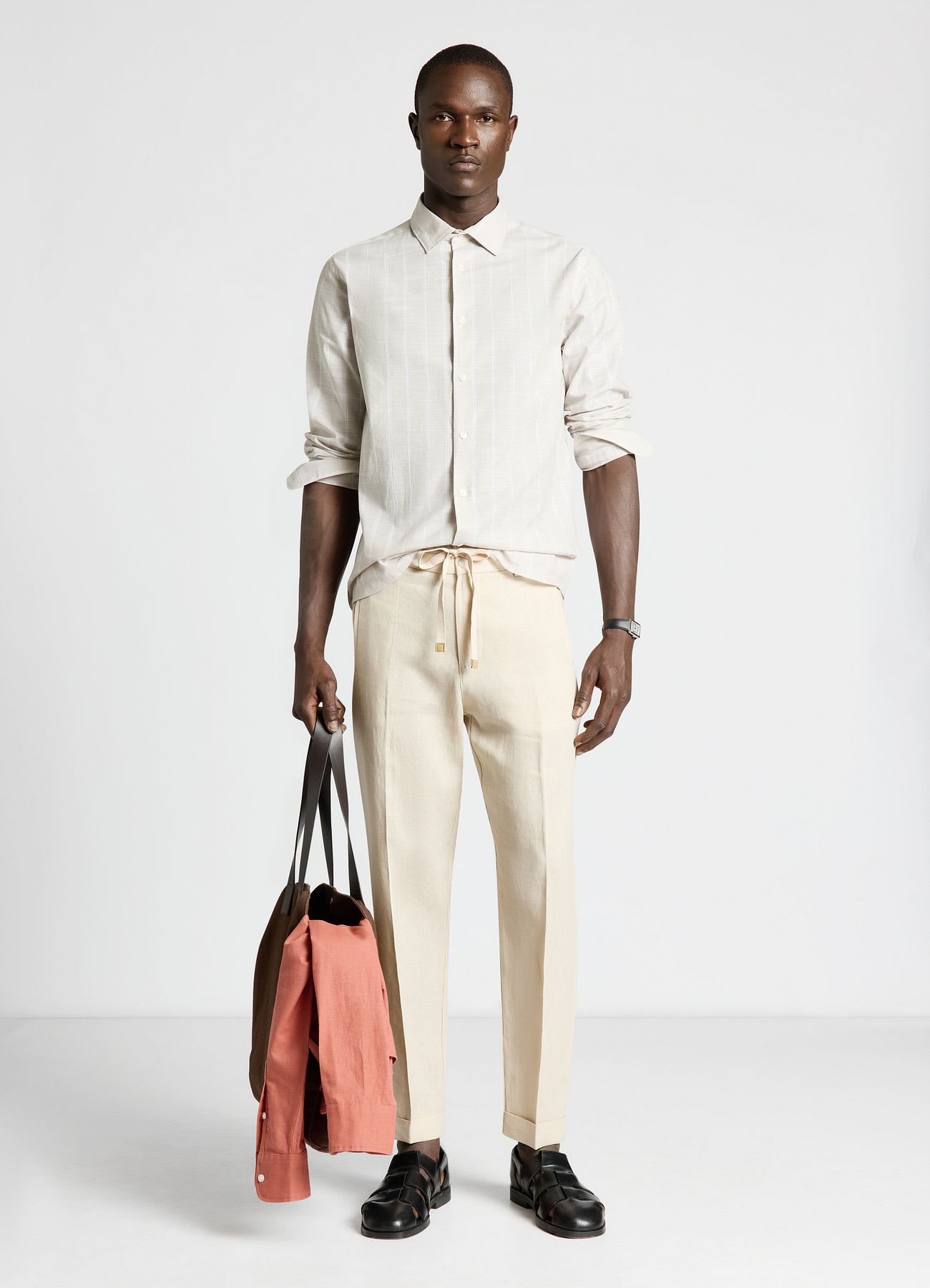 Pantaloni con coulisse in lino