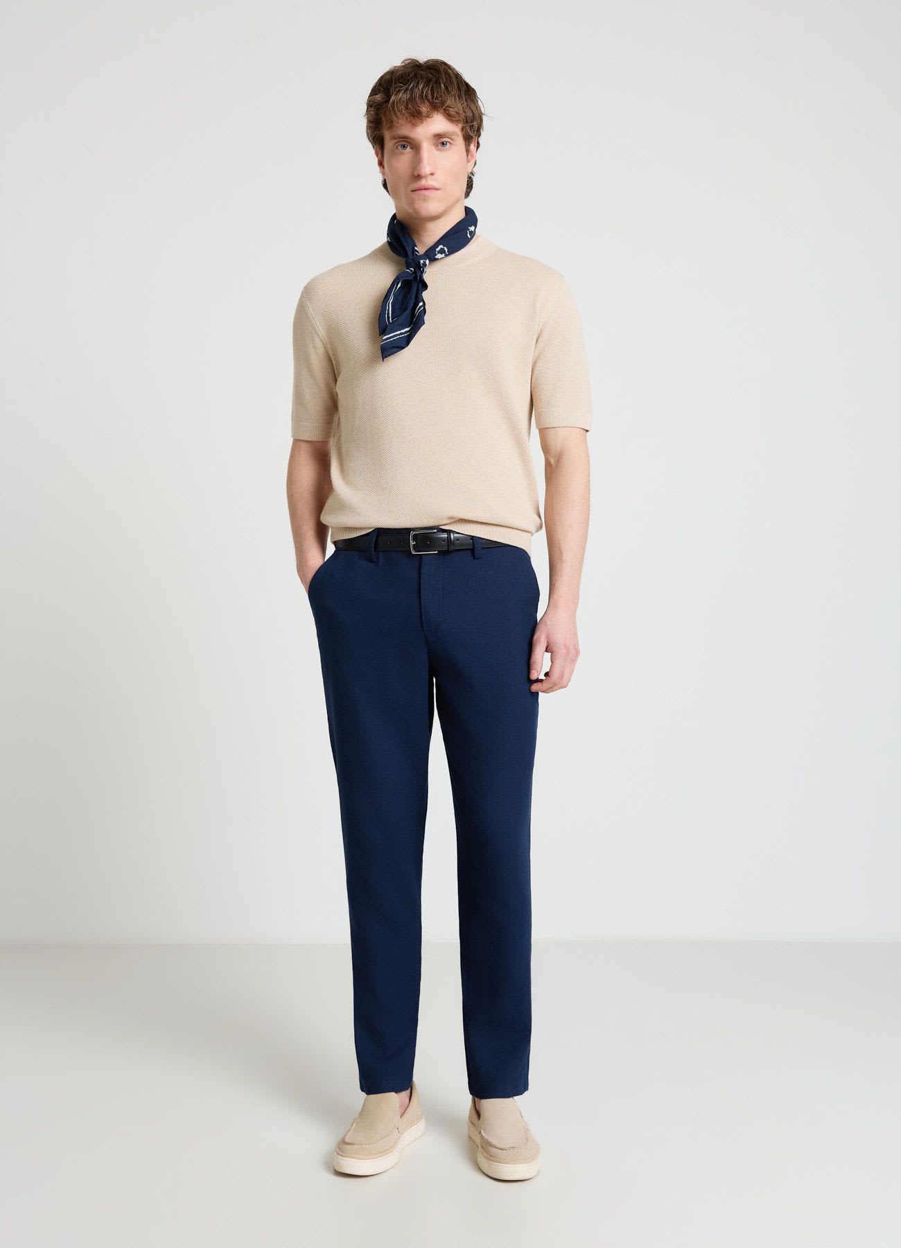 Pantaloni chino misto lino
