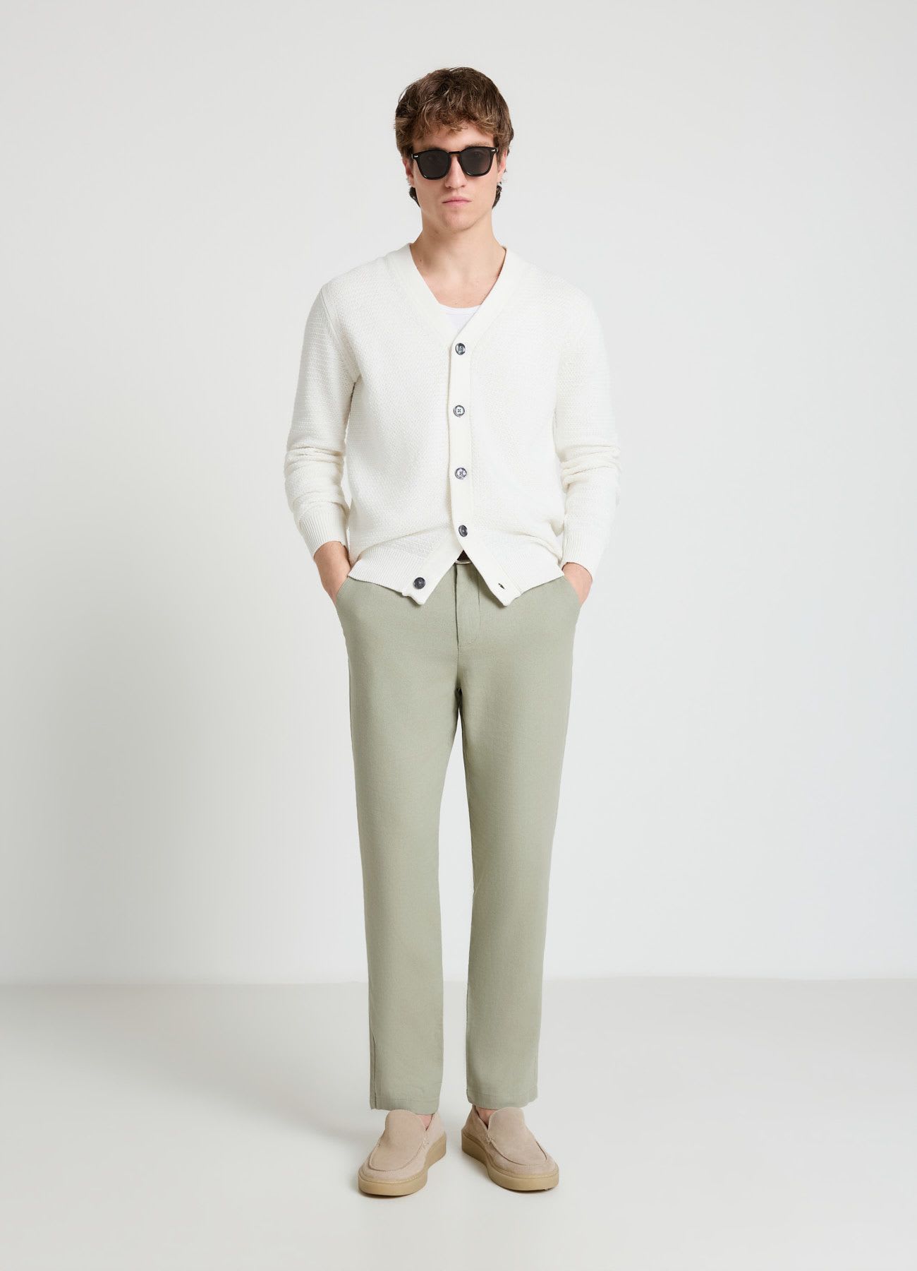 Pantaloni chino misto lino