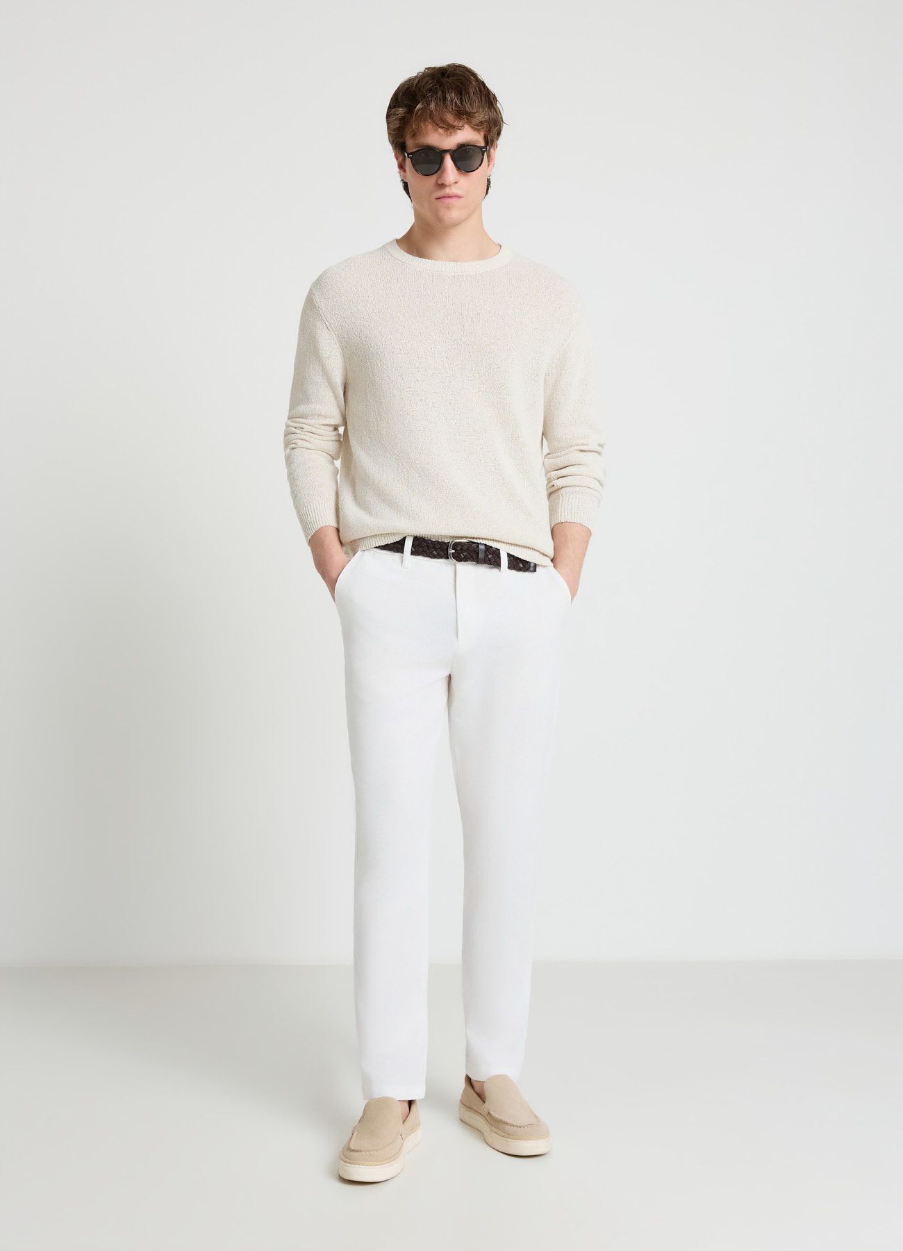 Pantaloni chino misto lino