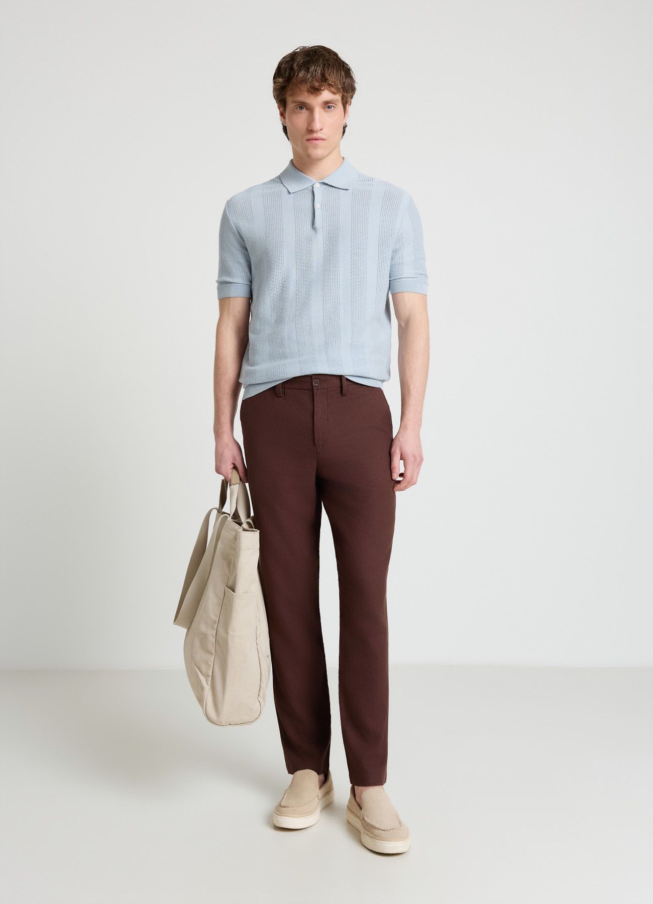 Pantaloni chino misto lino