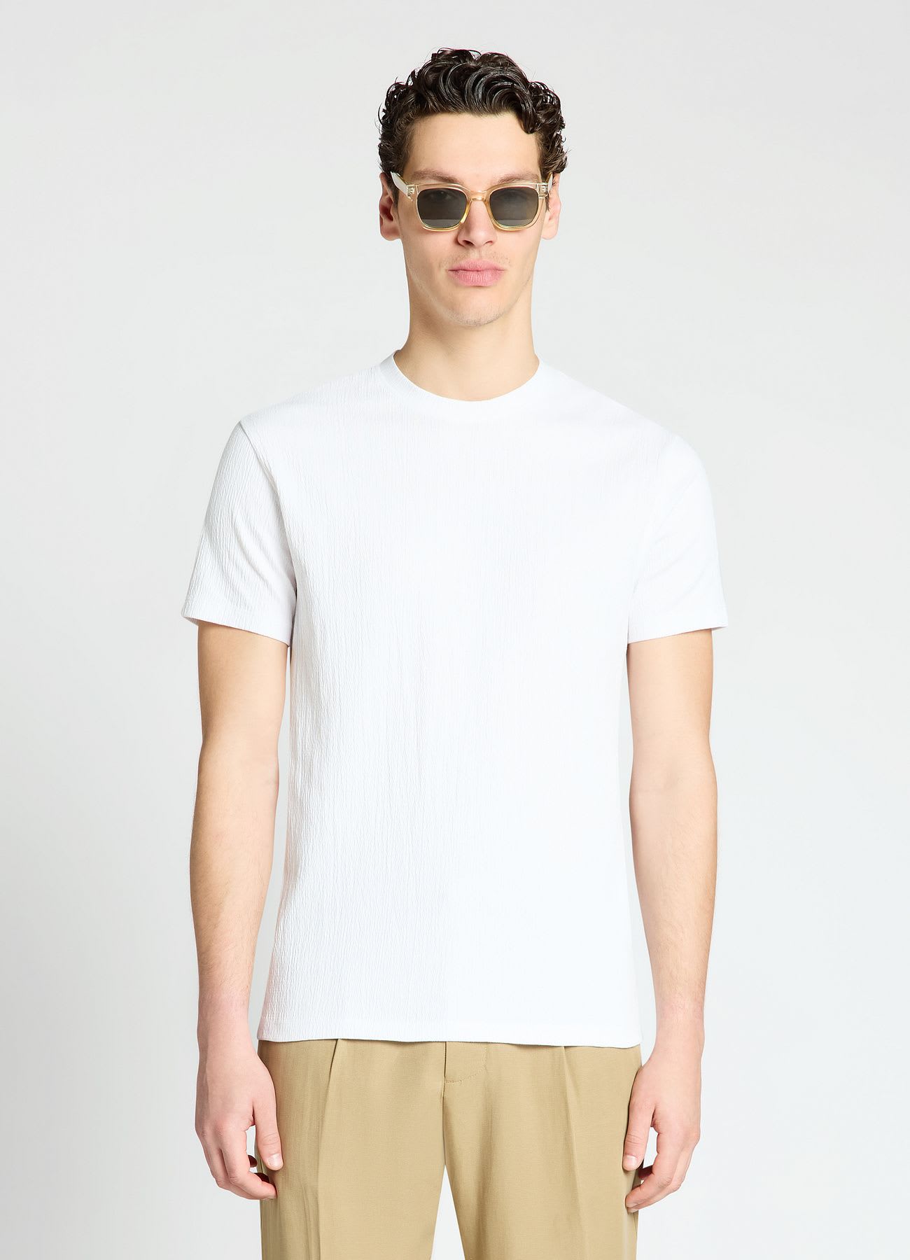 T-shirt a tinta unita con girocollo