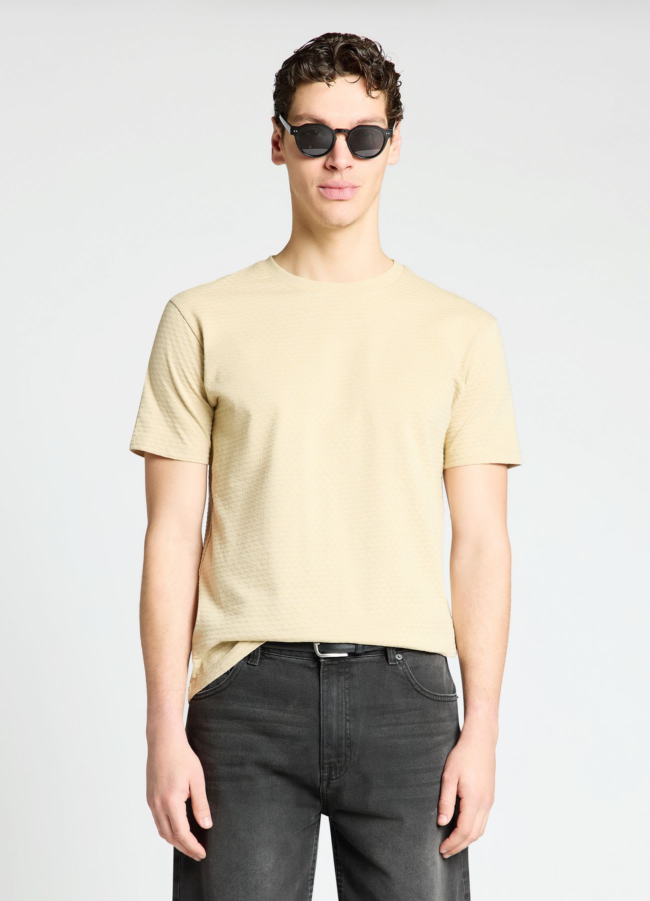 T-shirt con lavorazione a rombi
