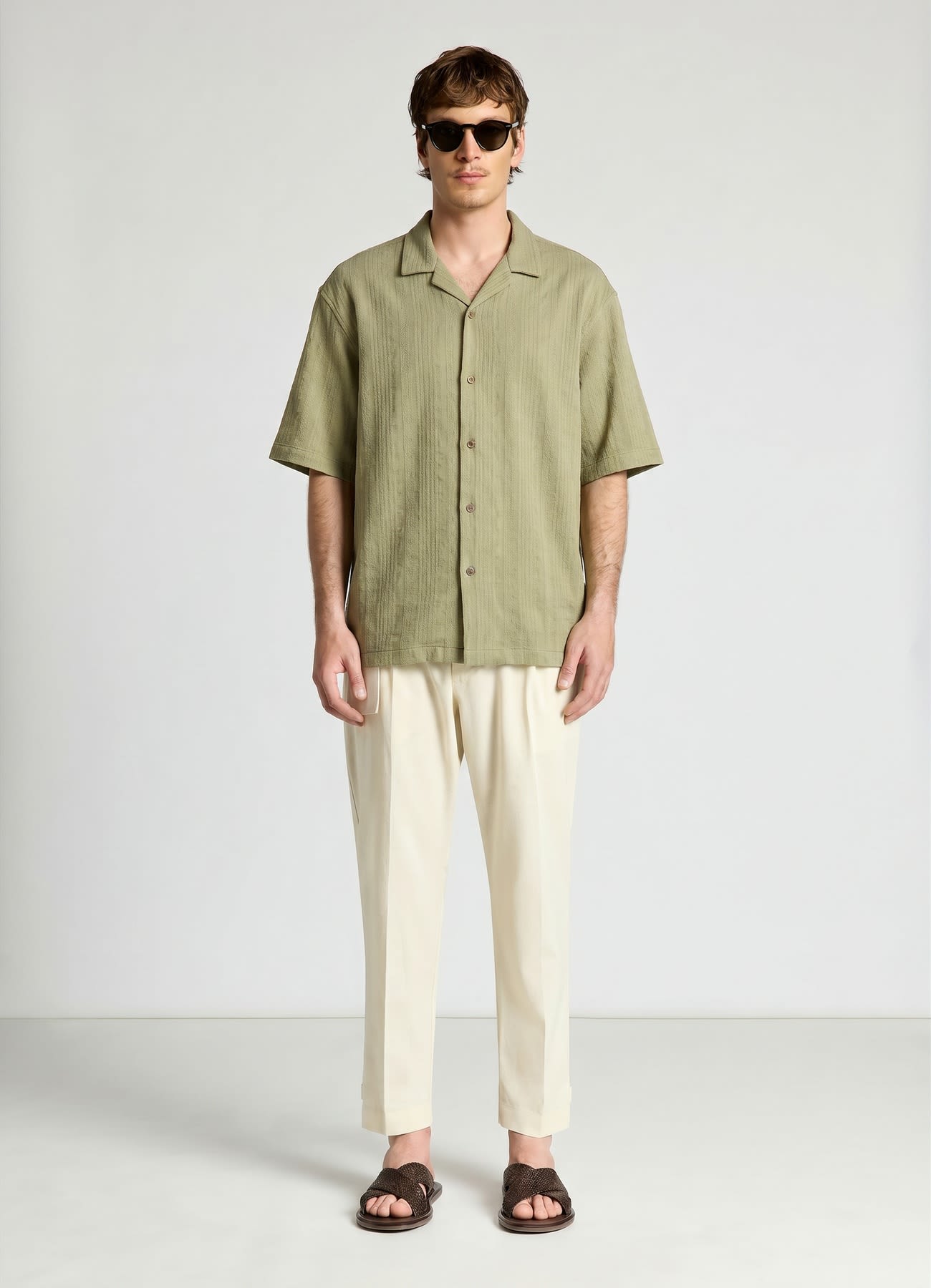 Camicia bowling jacquard a righe