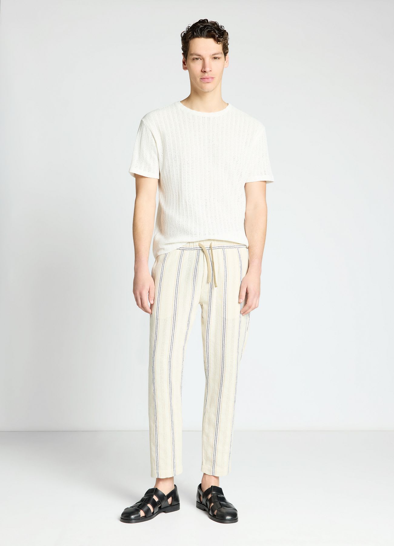 T-shirt in maglia traforata a coste