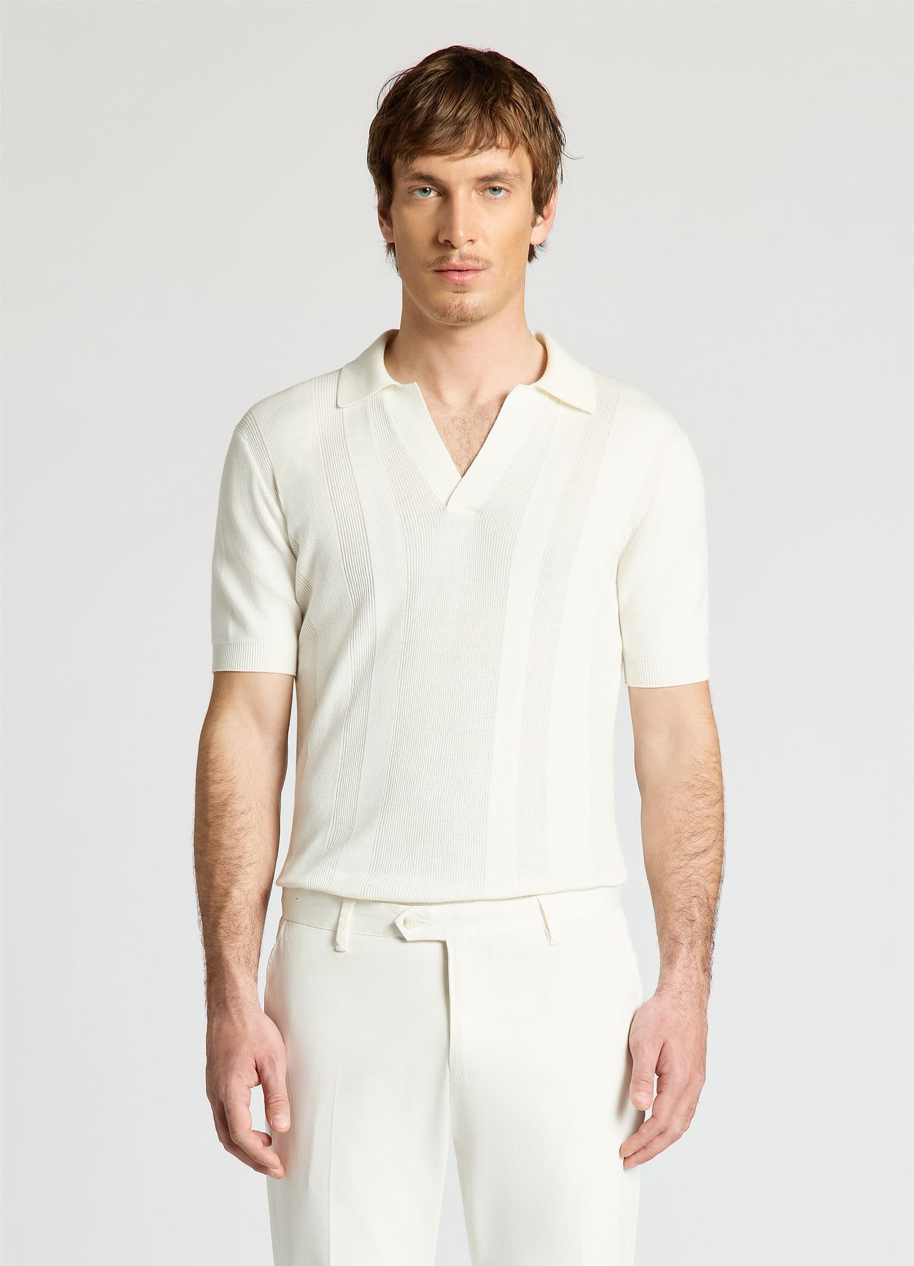 T-shirt polo tessuto operato in cotone