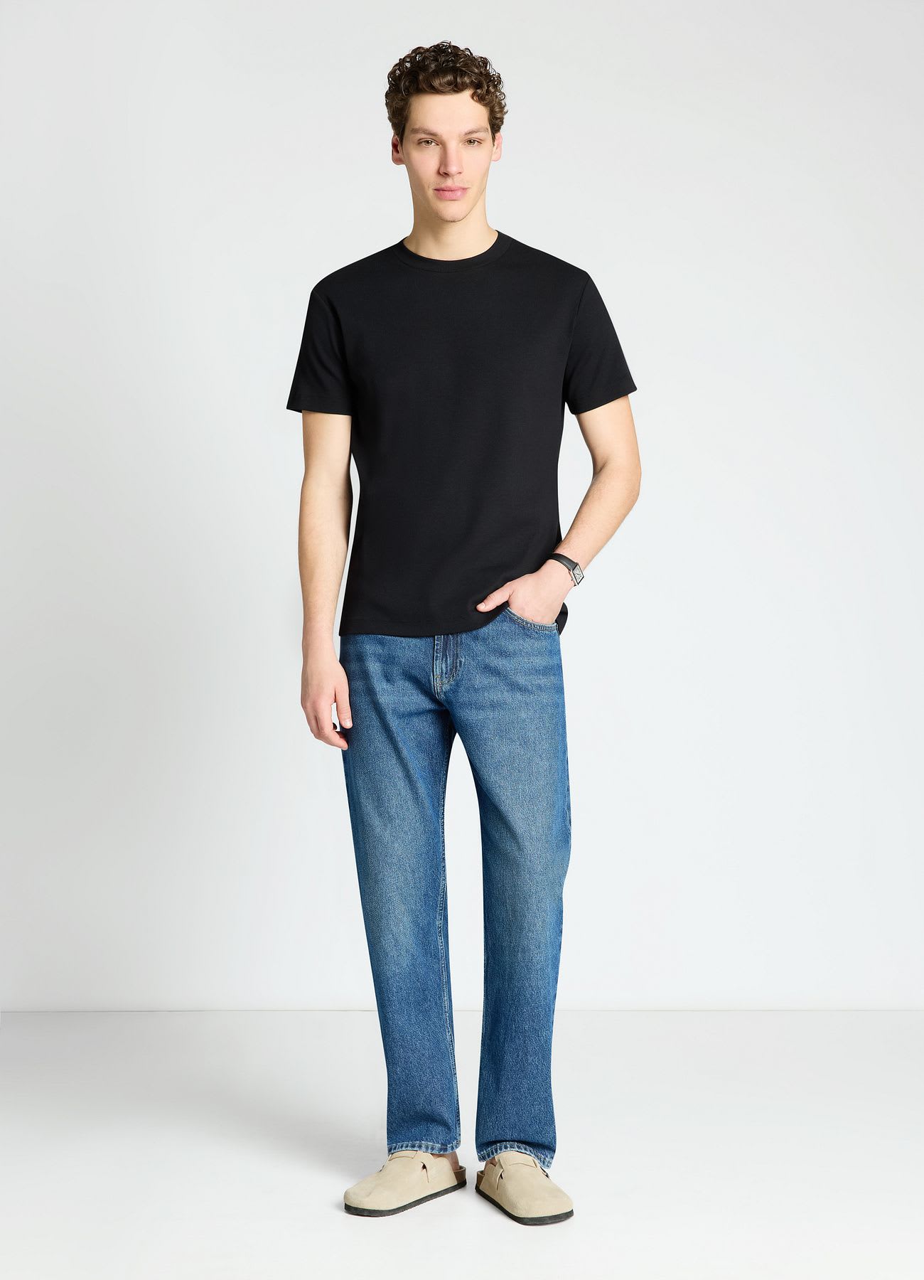 T-shirt girocollo in costina