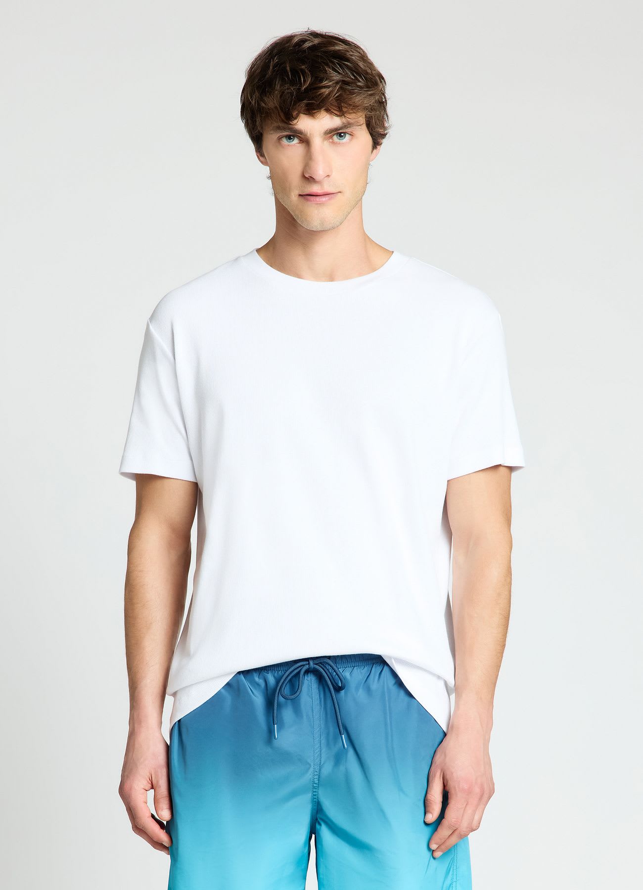T-shirt girocollo in costina