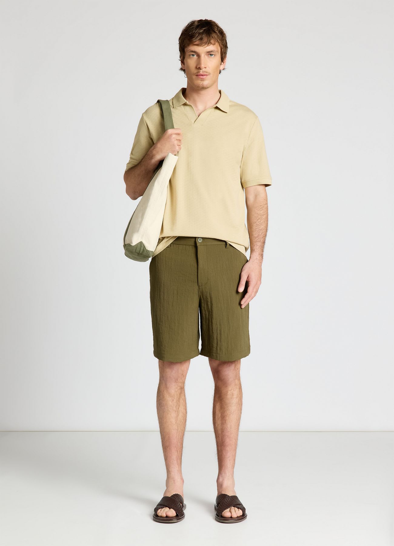 Polo con collo aperto in jacquard