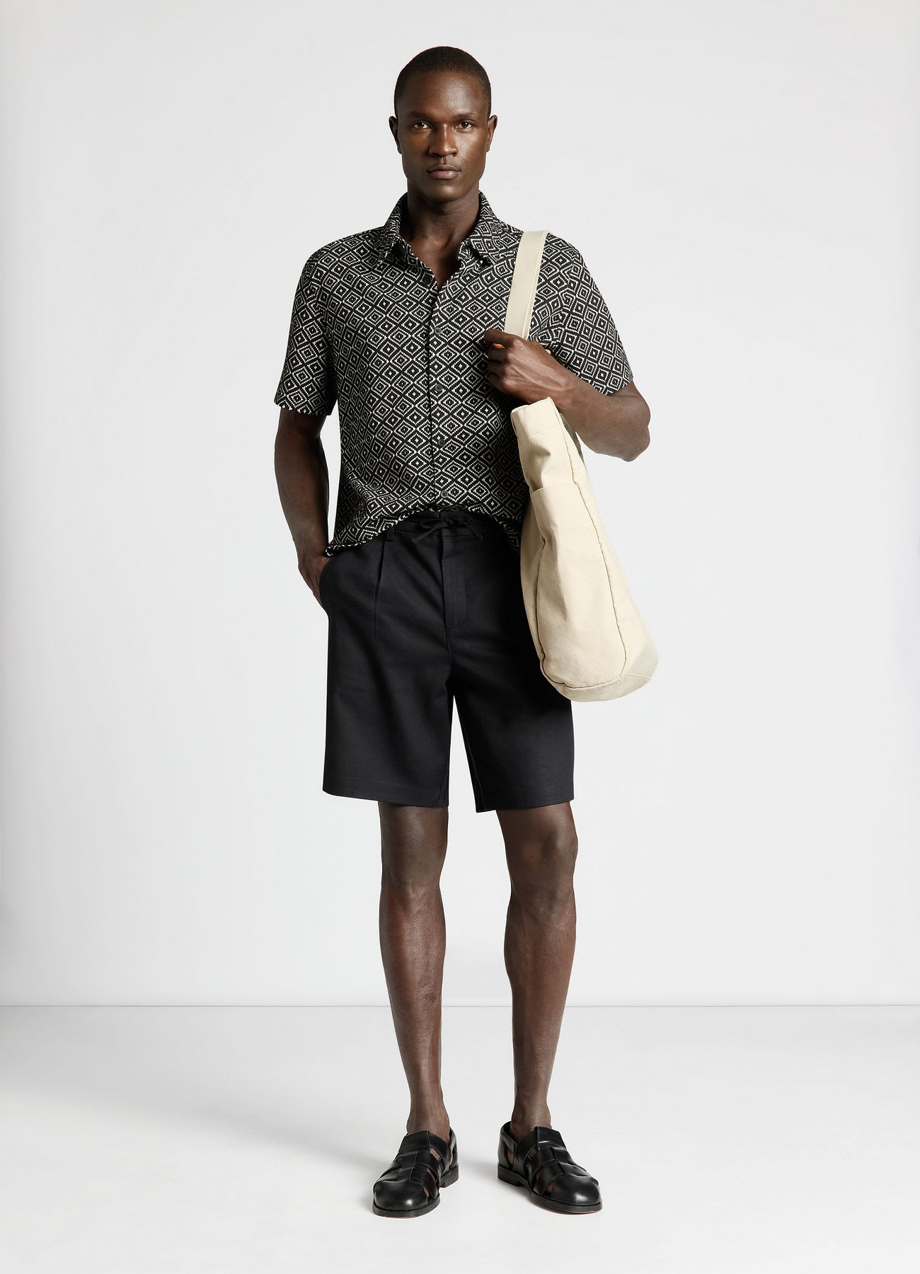 Pantaloncini jogger misto lino tinta unita