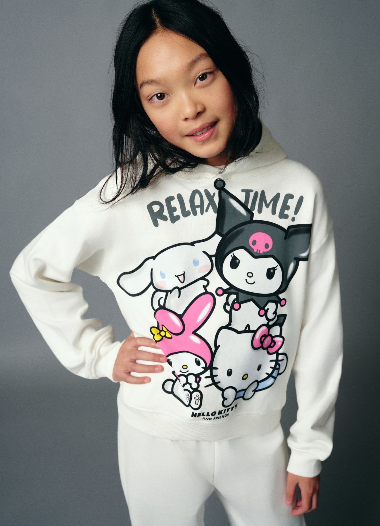 Felpa con cappuccio con stampa Hello Kitty and Friends