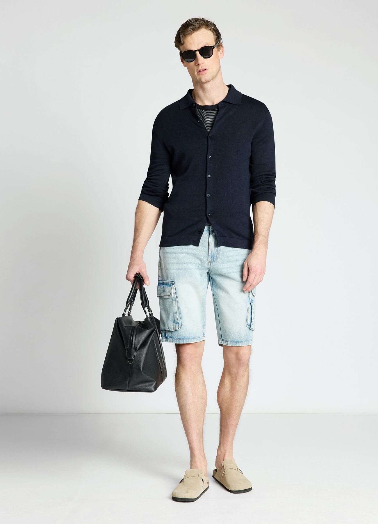 Pantaloncini cargo in denim con tasconi