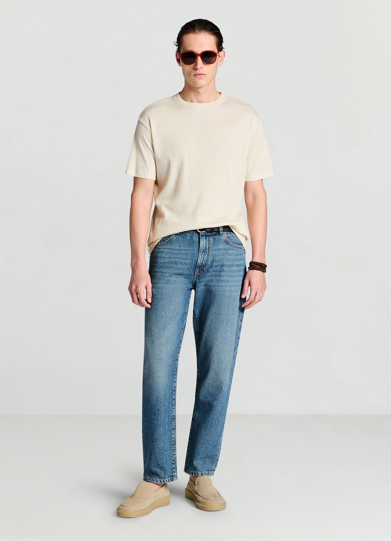 T-shirt girocollo a costine