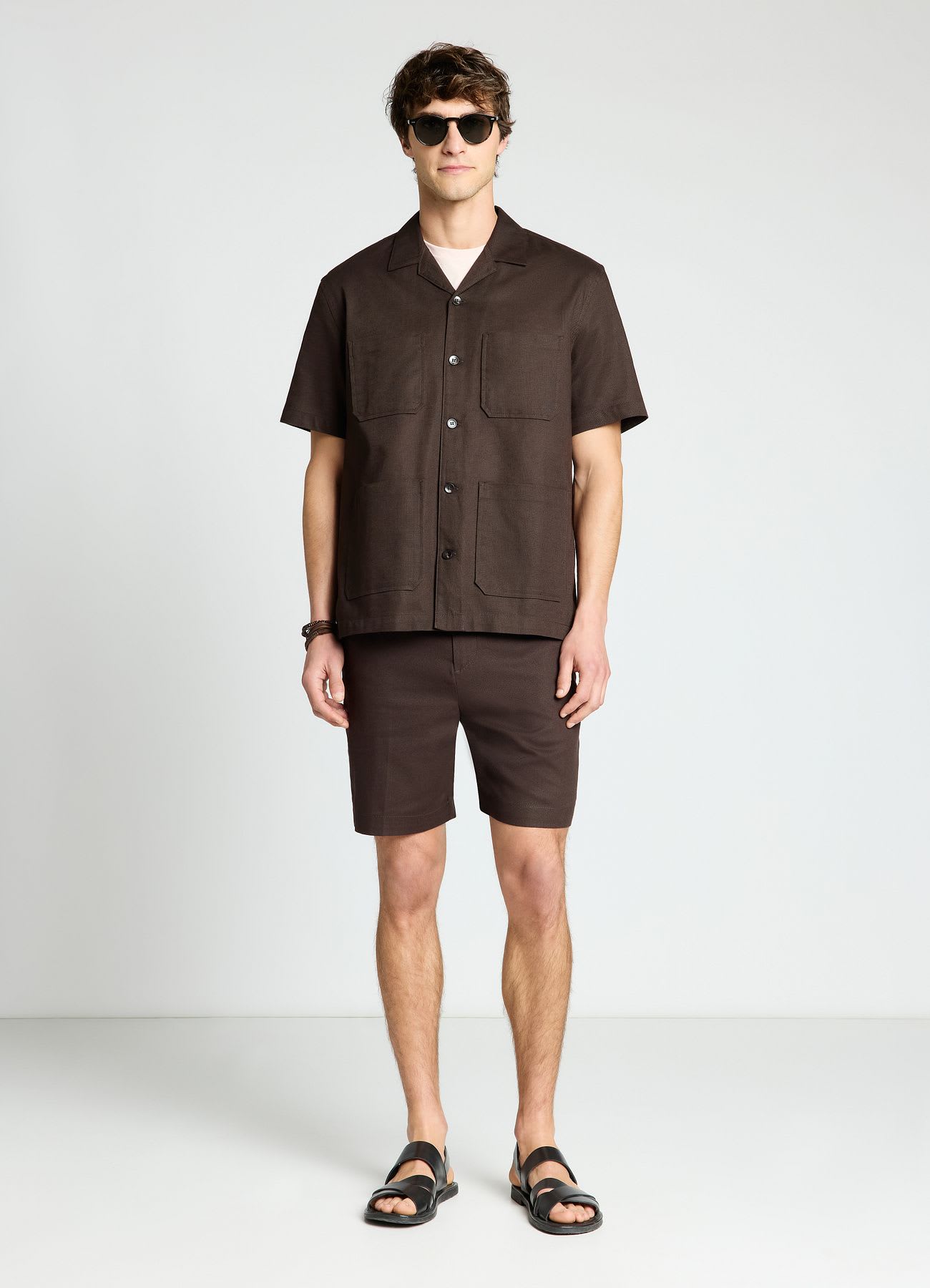 Pantaloncini bermuda tinta unita misto lino