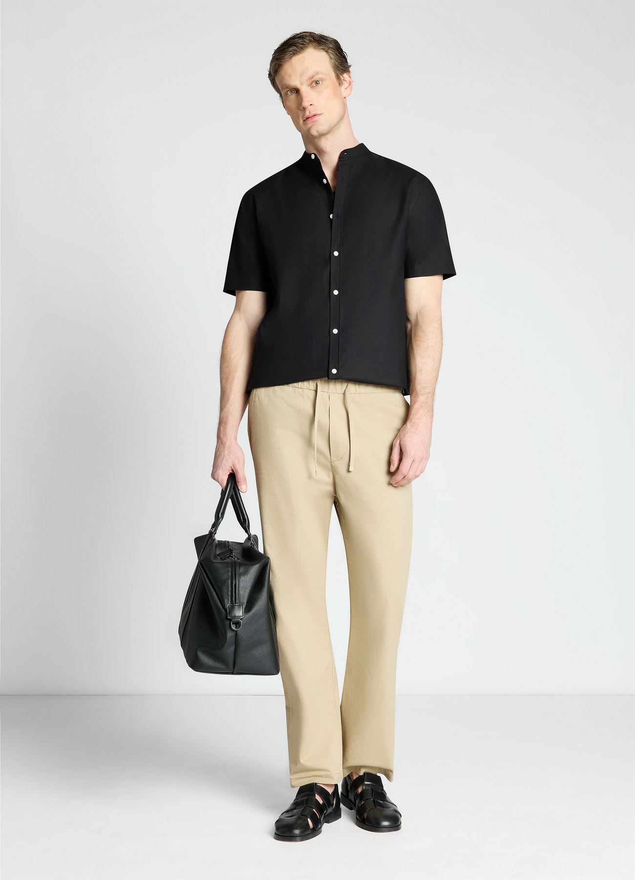 Pantaloni jogger wide leg a tinta unita con coulisse