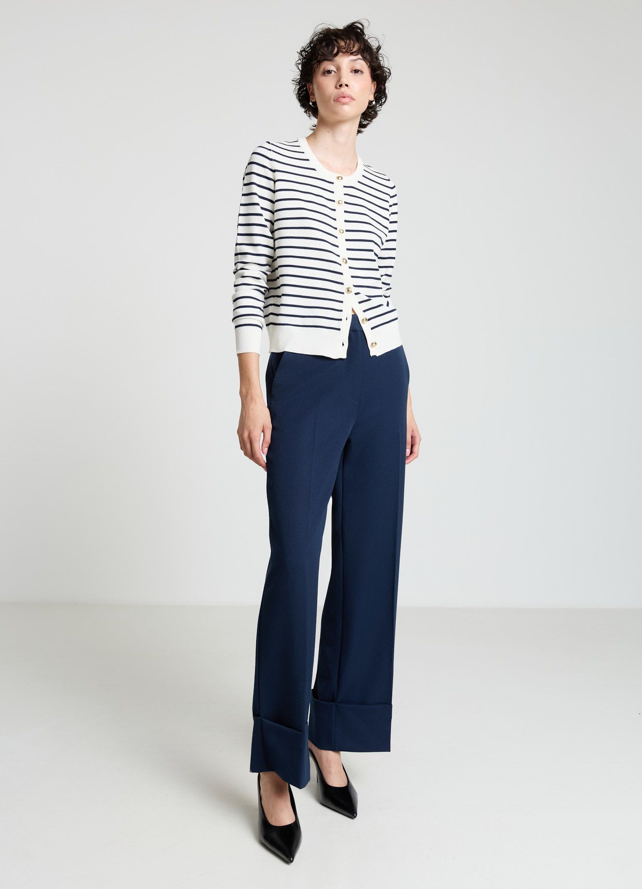 Cardigan a righe con bottoni