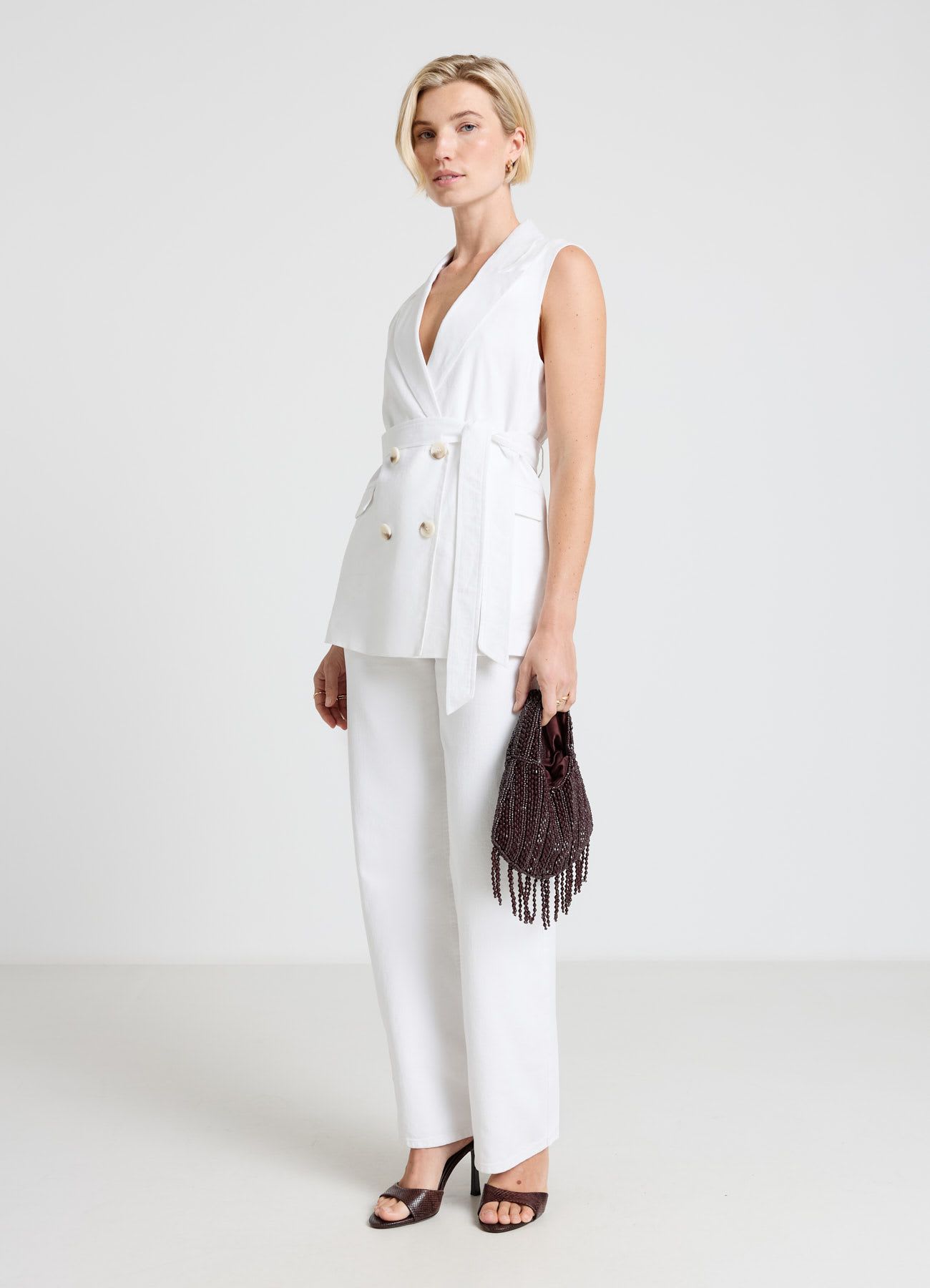 Gilet doppiopetto con cintura